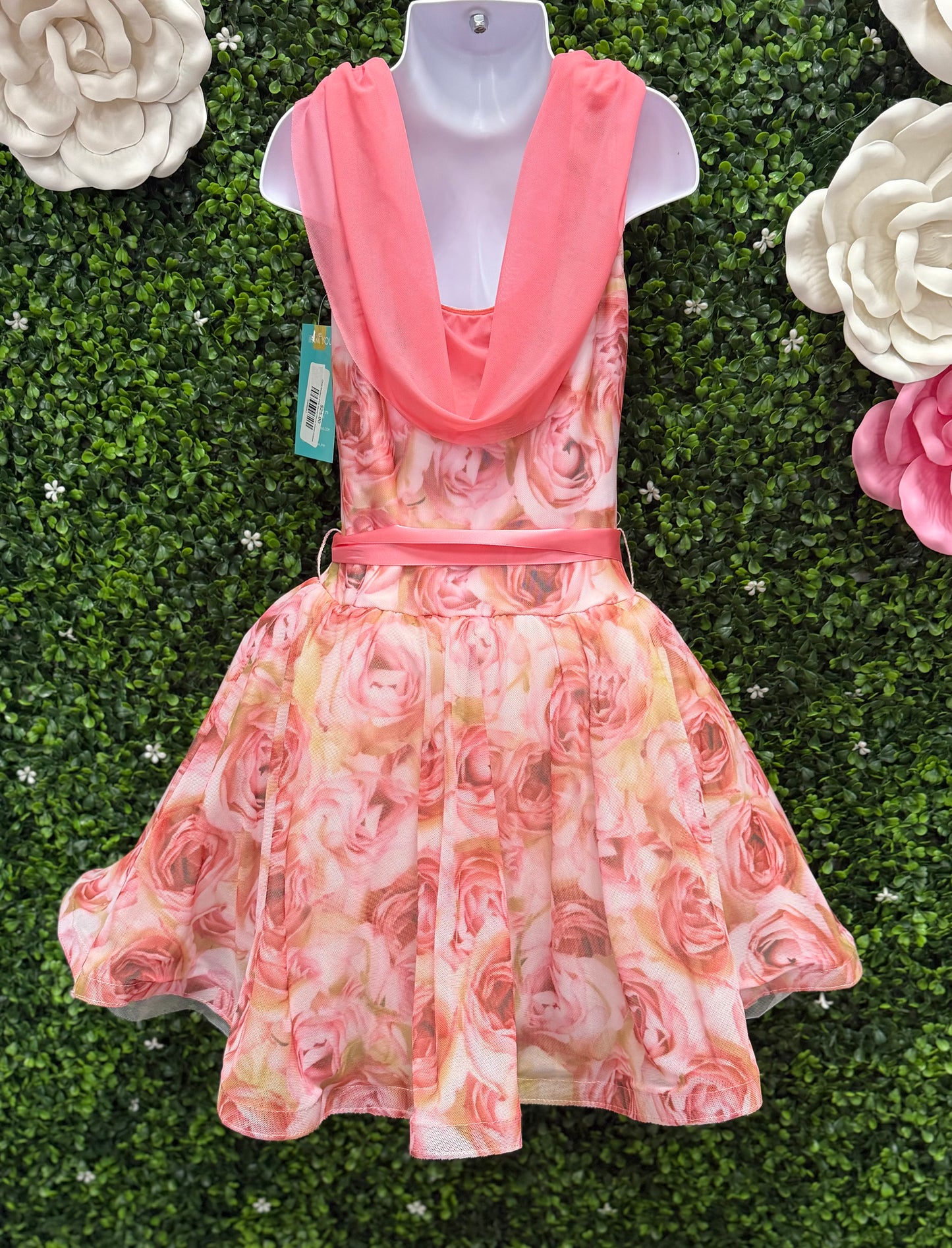 Child Medium Pink Floral Dance Dress Costume