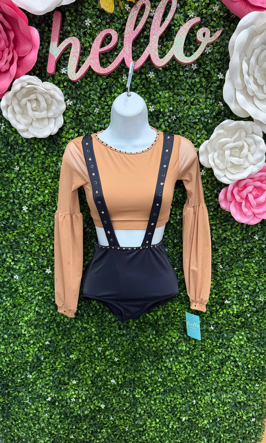 Child Medium Tan/Black 2 piece with Suspenders