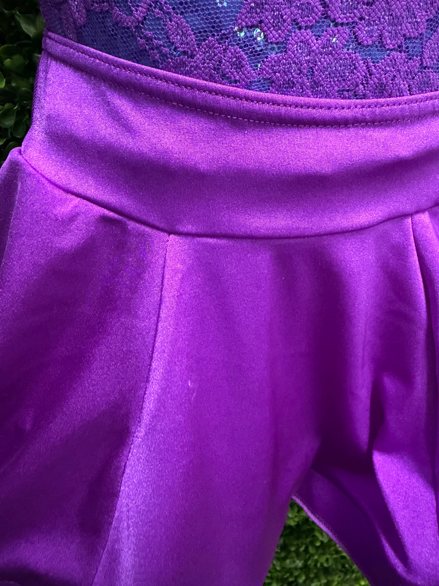 Child X-Small Purple Lace Leo with Skirt Costume