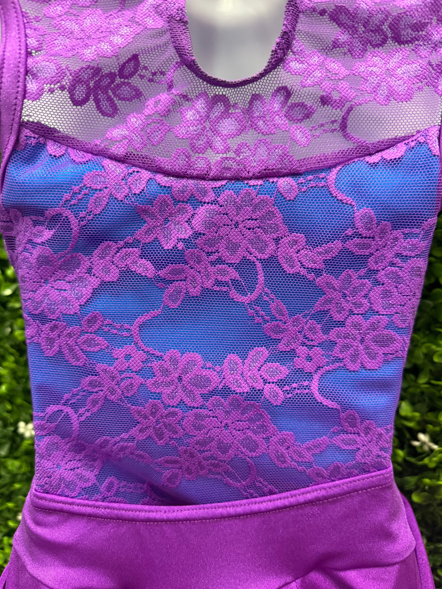 Child X-Small Purple Lace Leo with Skirt Costume