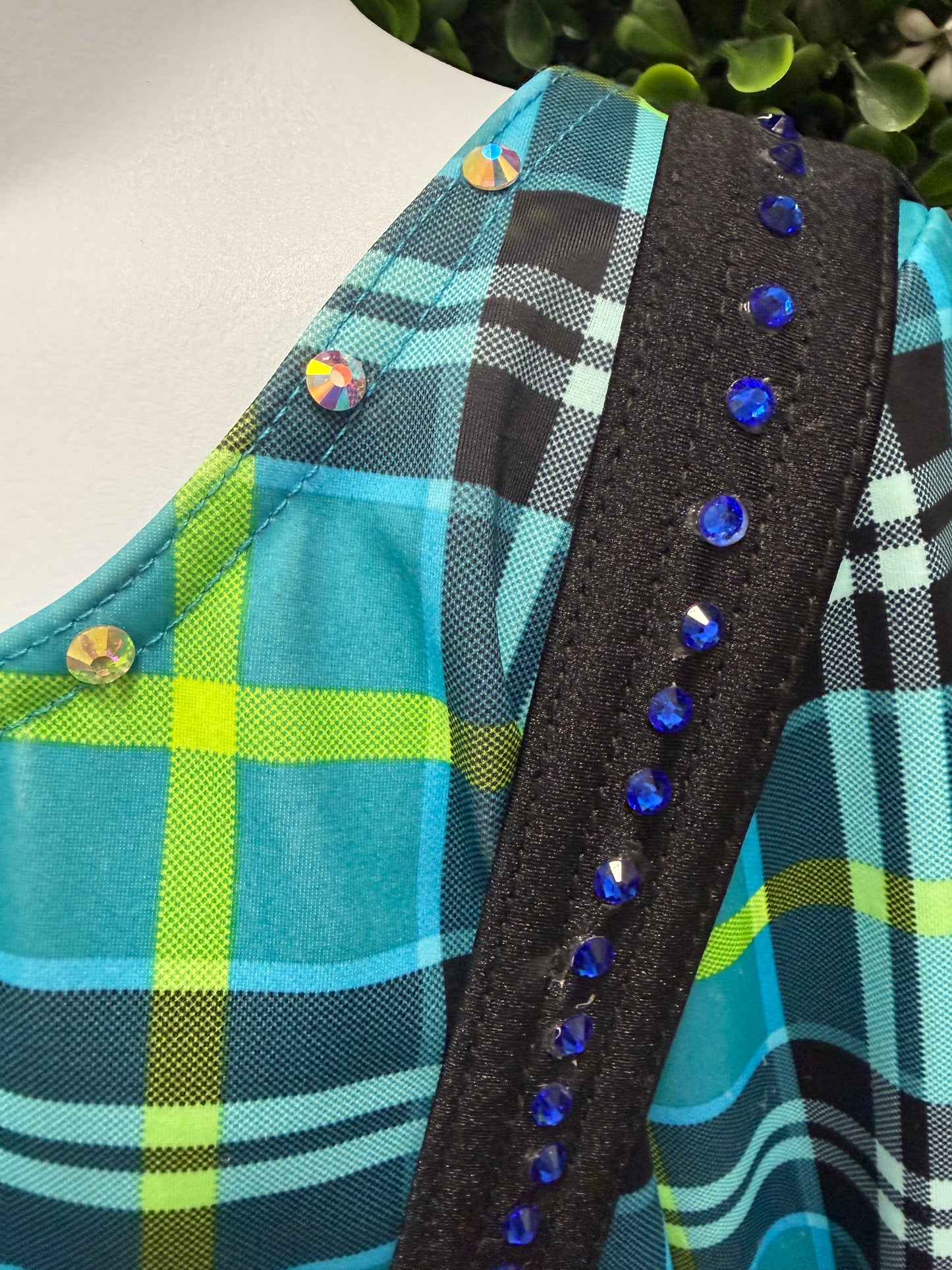 Child Medium Plaid Blue Green Costume