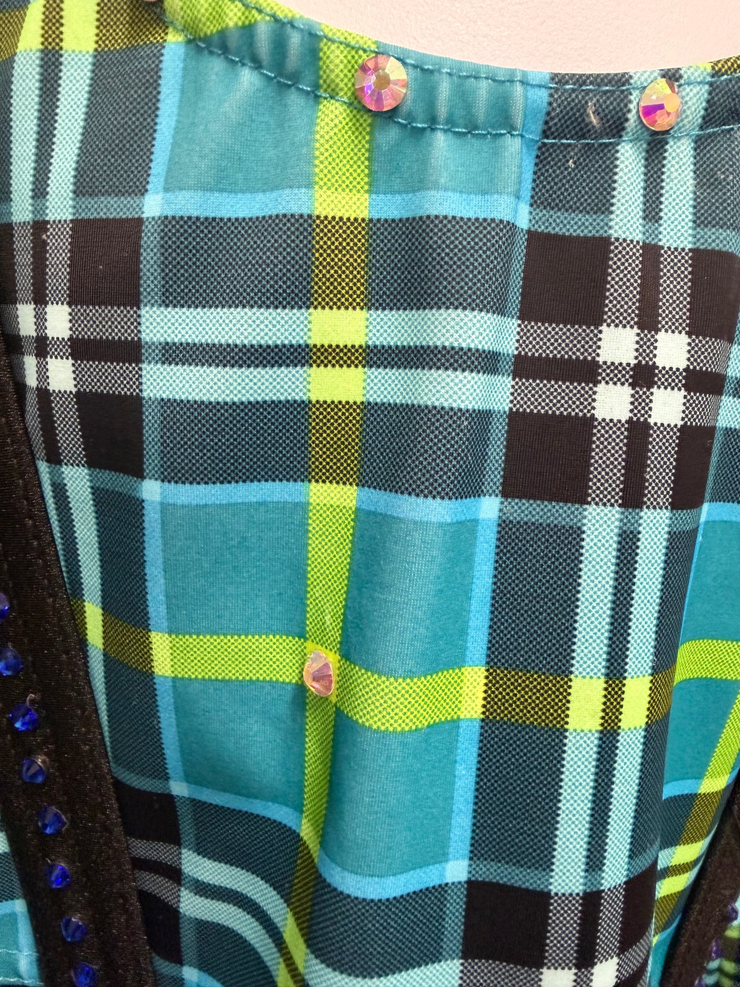 Child Medium Plaid Blue Green Costume
