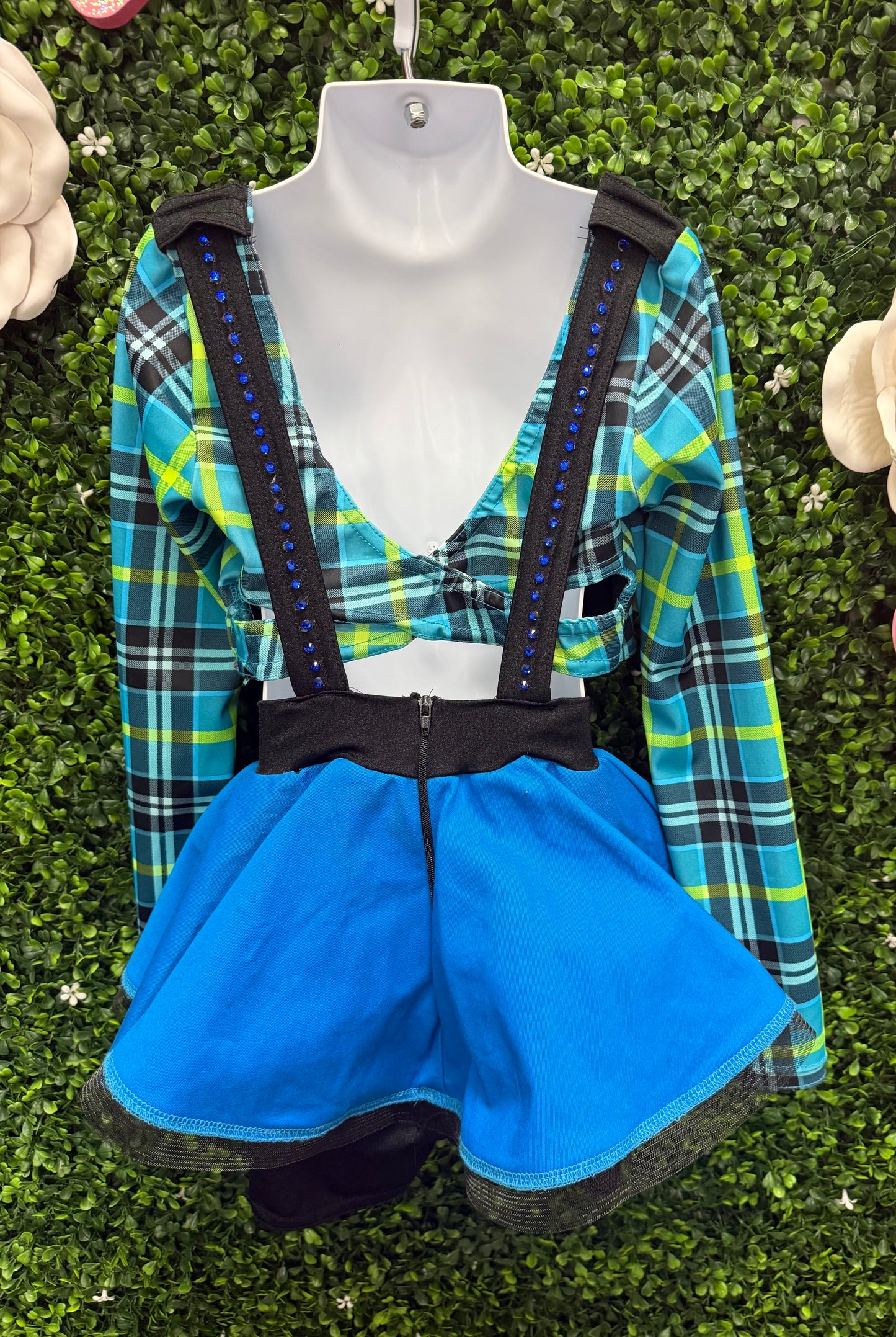 Child Medium Plaid Blue Green Costume