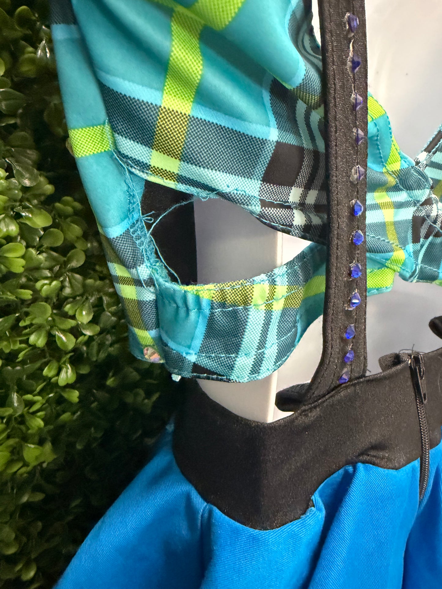 Child Medium Plaid Blue Green Costume