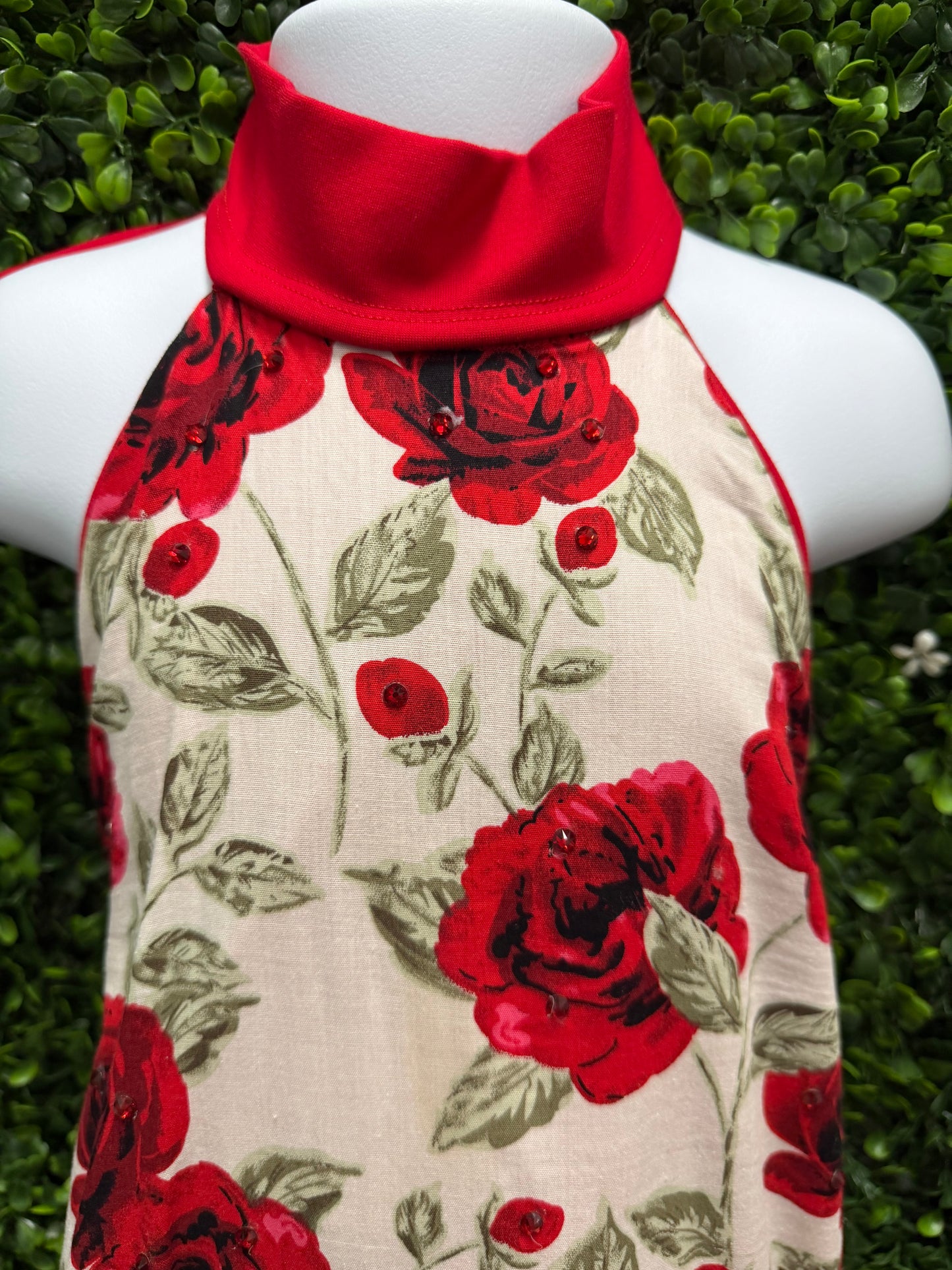 Child Medium Red Floral Romper Costume