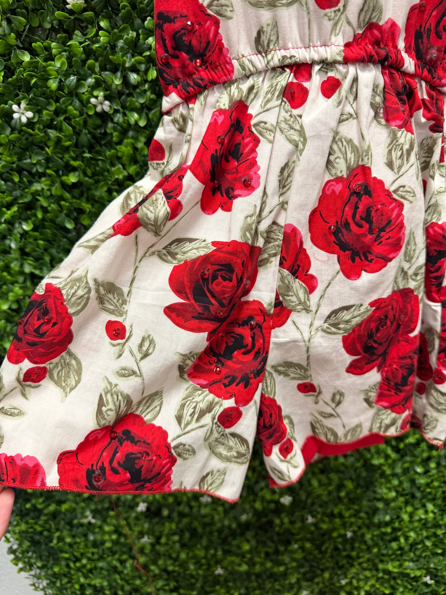 Child Medium Red Floral Romper Costume