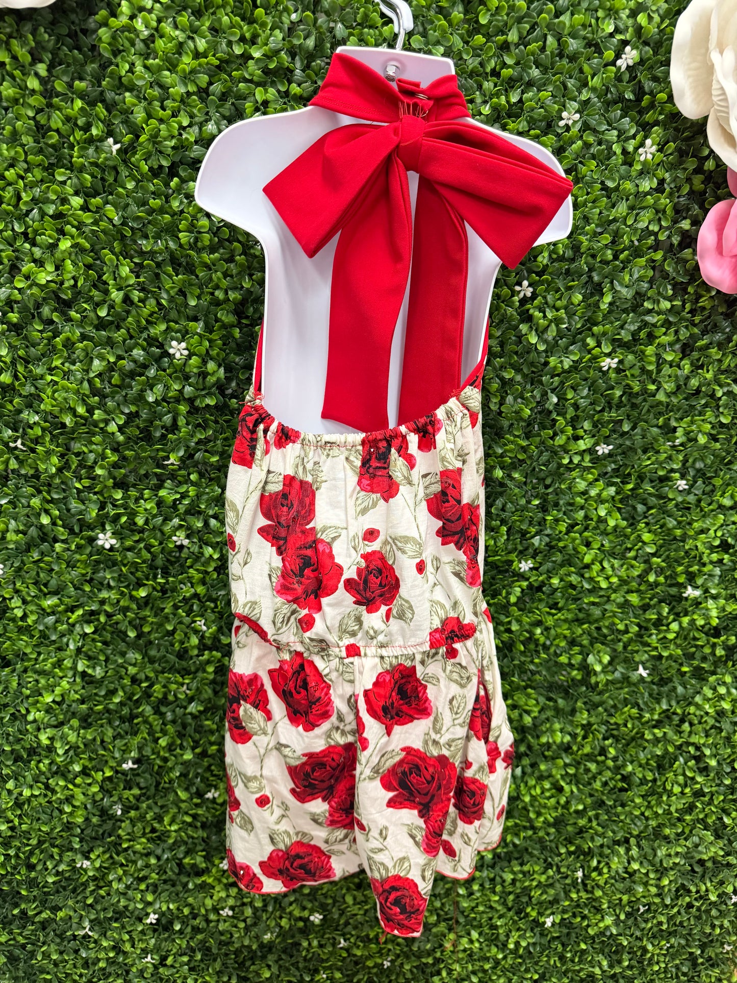 Child Medium Red Floral Romper Costume