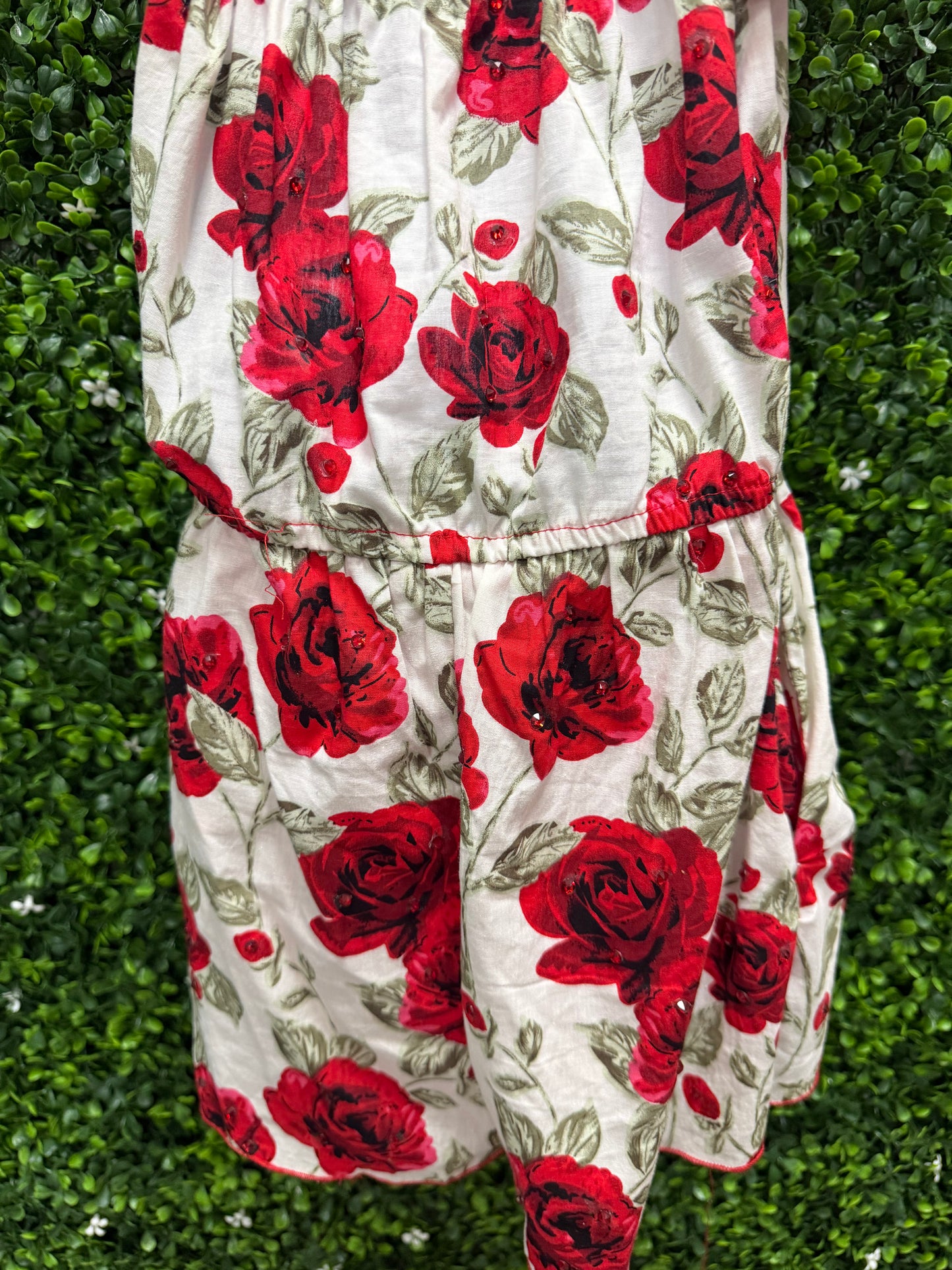 Child Medium Red Floral Romper Costume