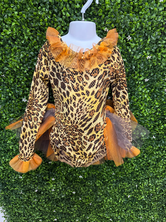 Child Intermediate Cheetah Leo with Tulle Skirt