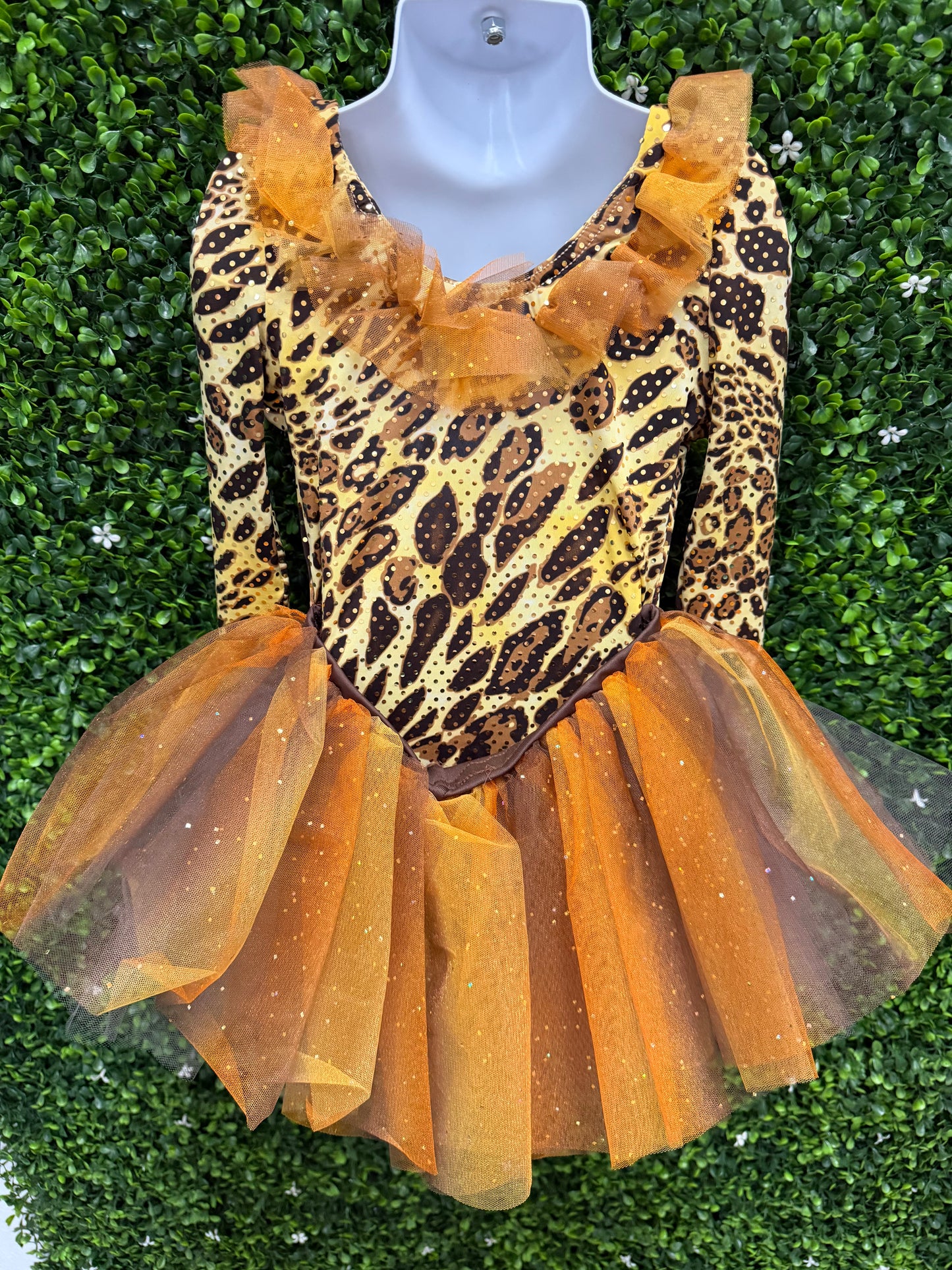 Child Intermediate Cheetah Leo with Tulle Skirt