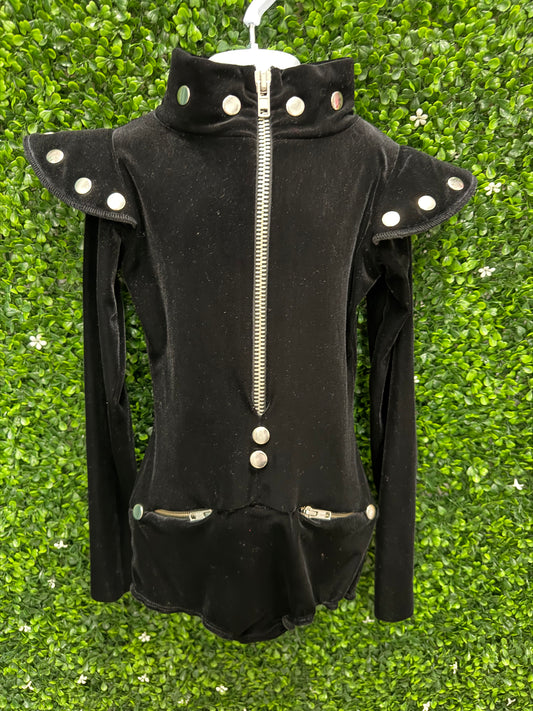 Child Medium Black Velvet Biketard Costume