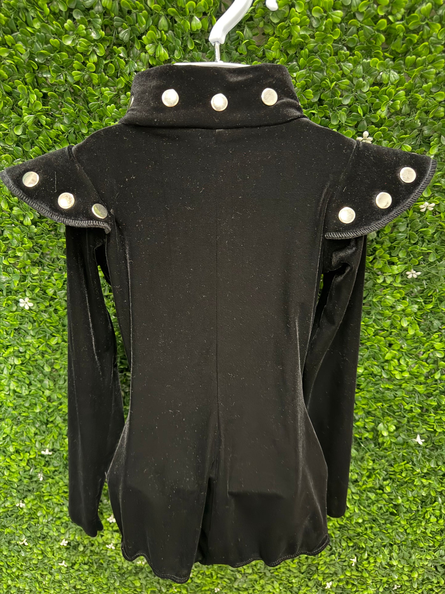 Child Medium Black Velvet Biketard Costume