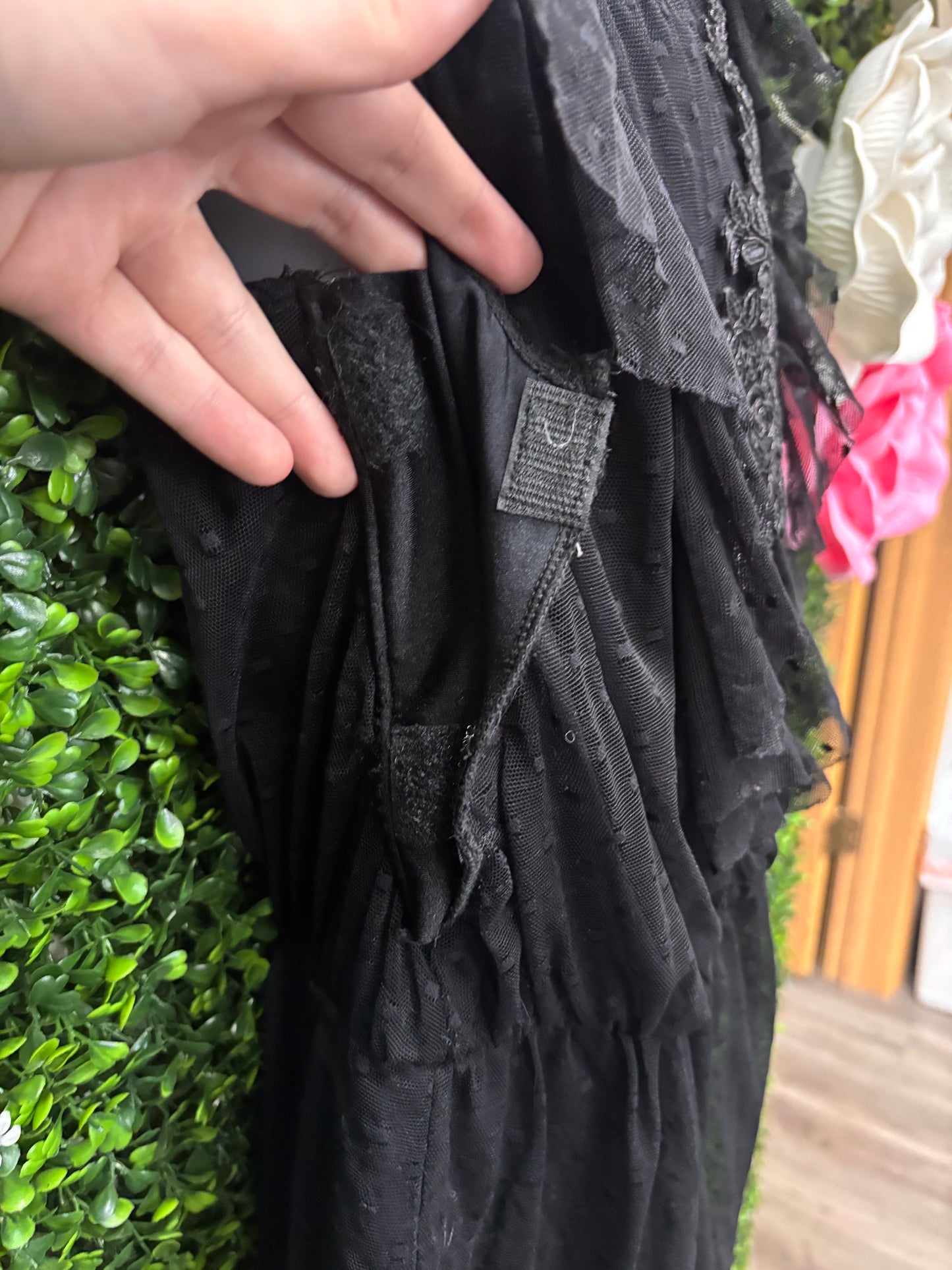 Child Medium Black Lace Romper Costume
