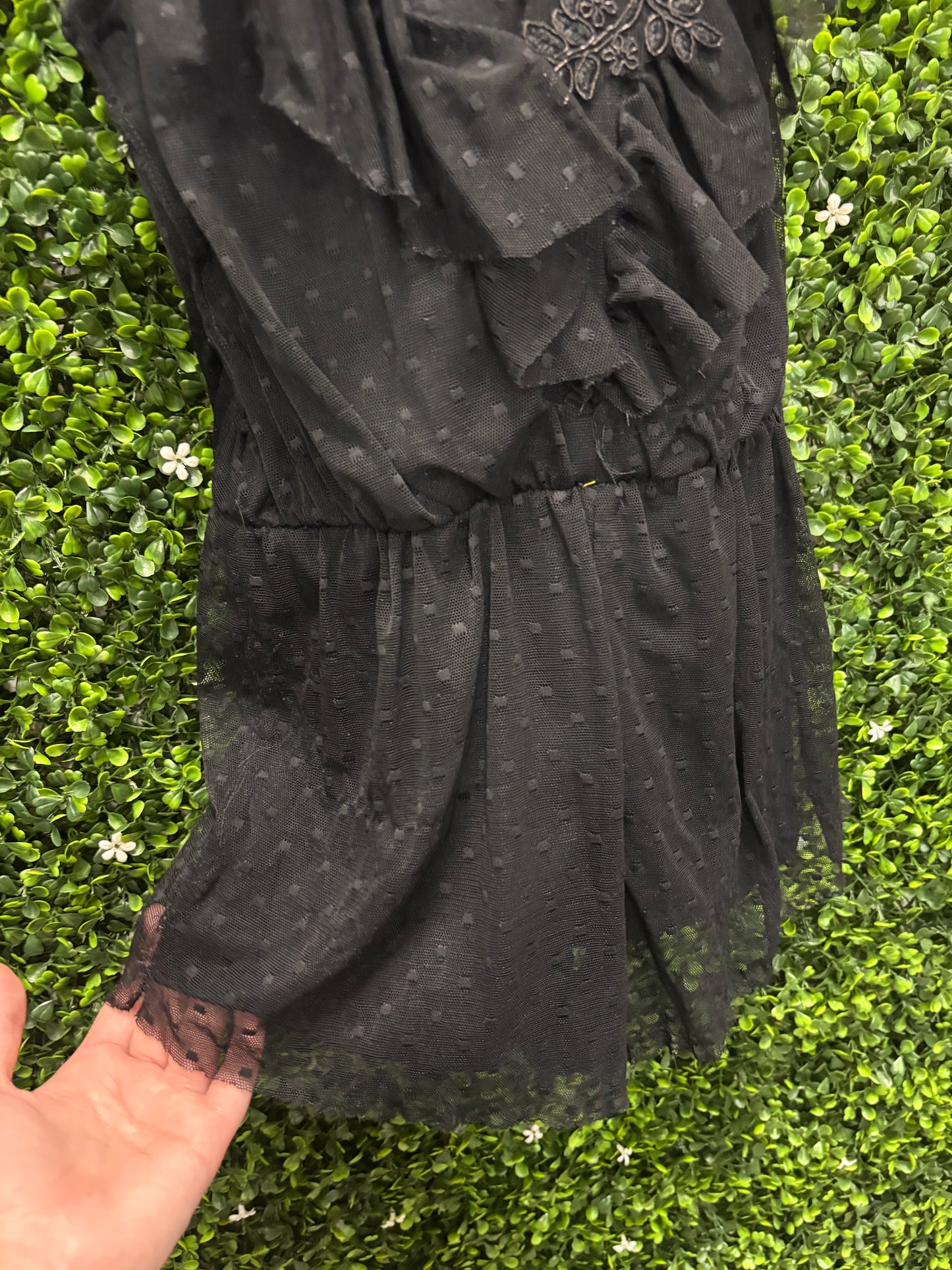 Child Medium Black Lace Romper Costume