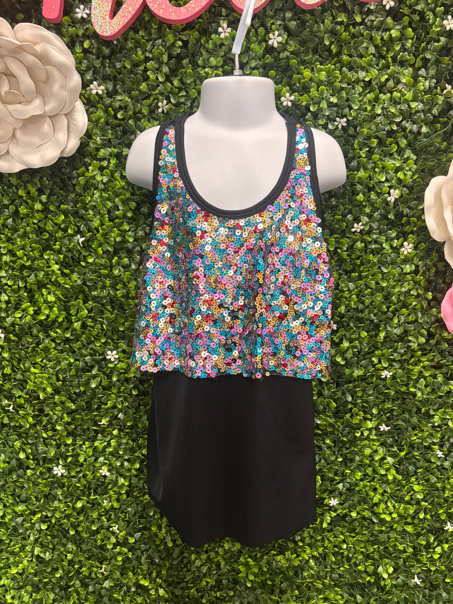 Child Medium Black Sequin Tank