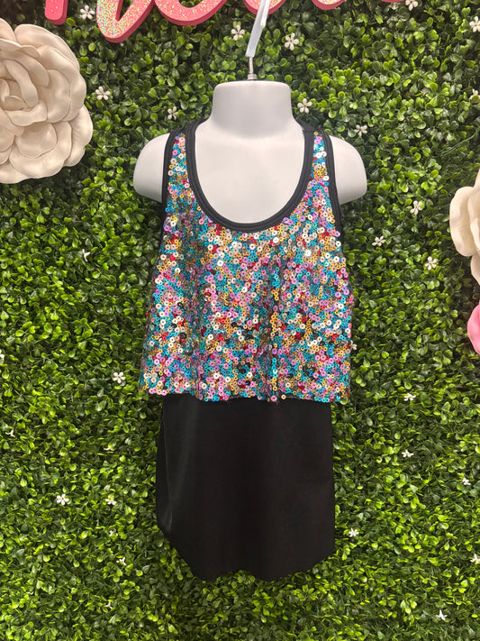 Child Medium Black Sequin Tank