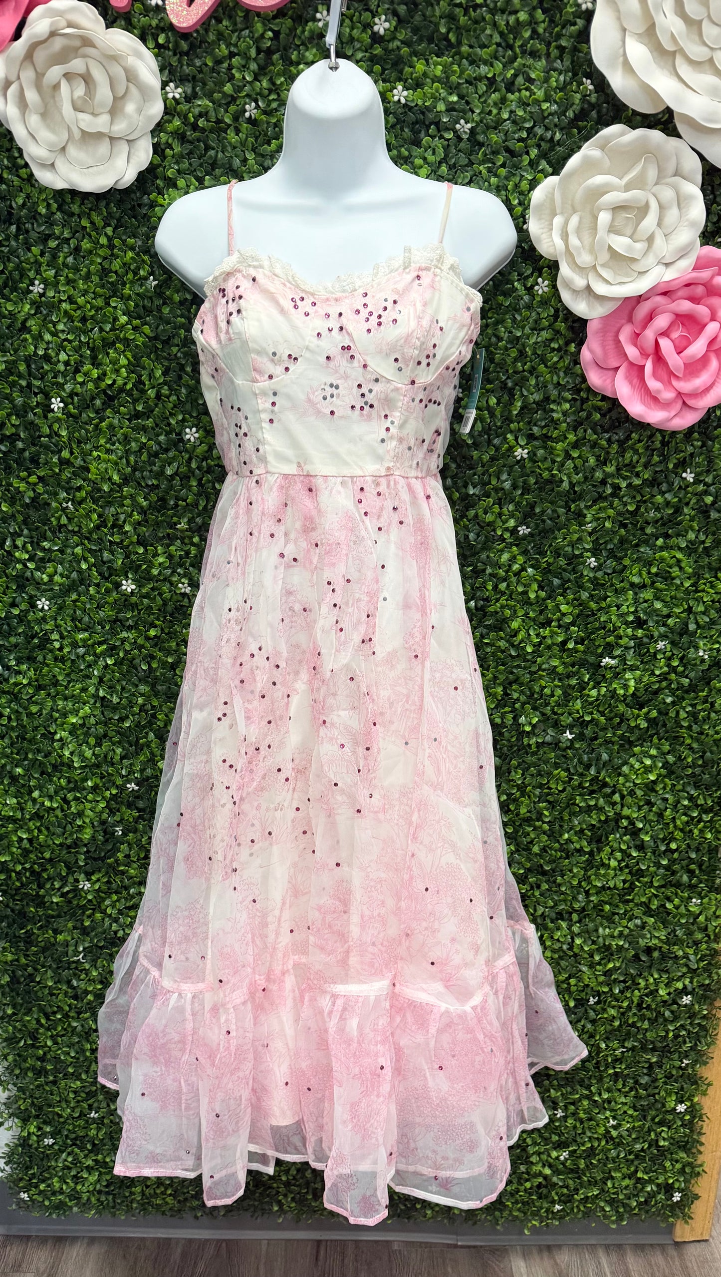 Adult X-Small Pink Floral Dress