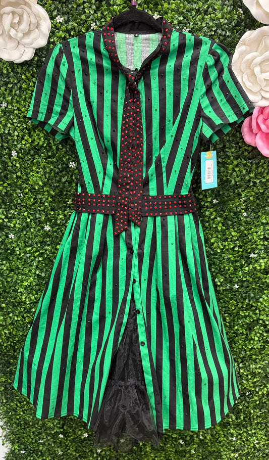 Adult Small Green and Black Stripped Costume
