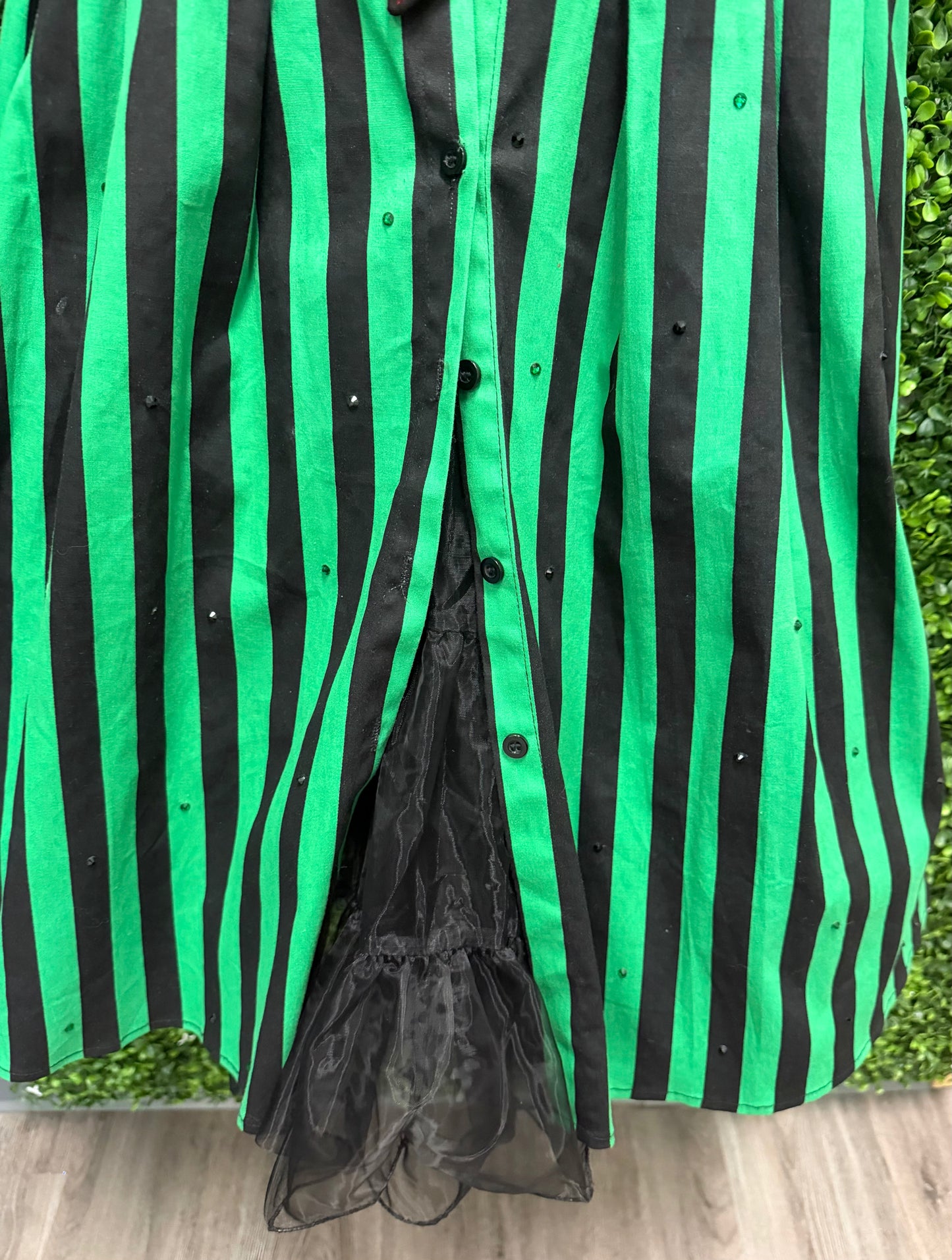 Adult Small Green and Black Stripped Costume