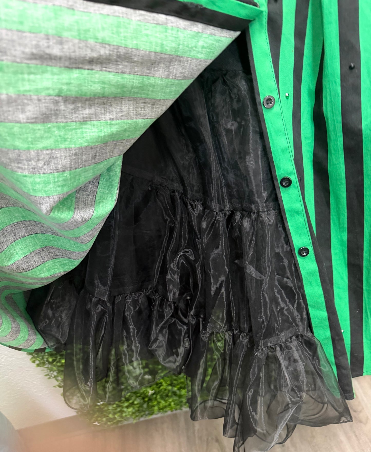 Adult Small Green and Black Stripped Costume