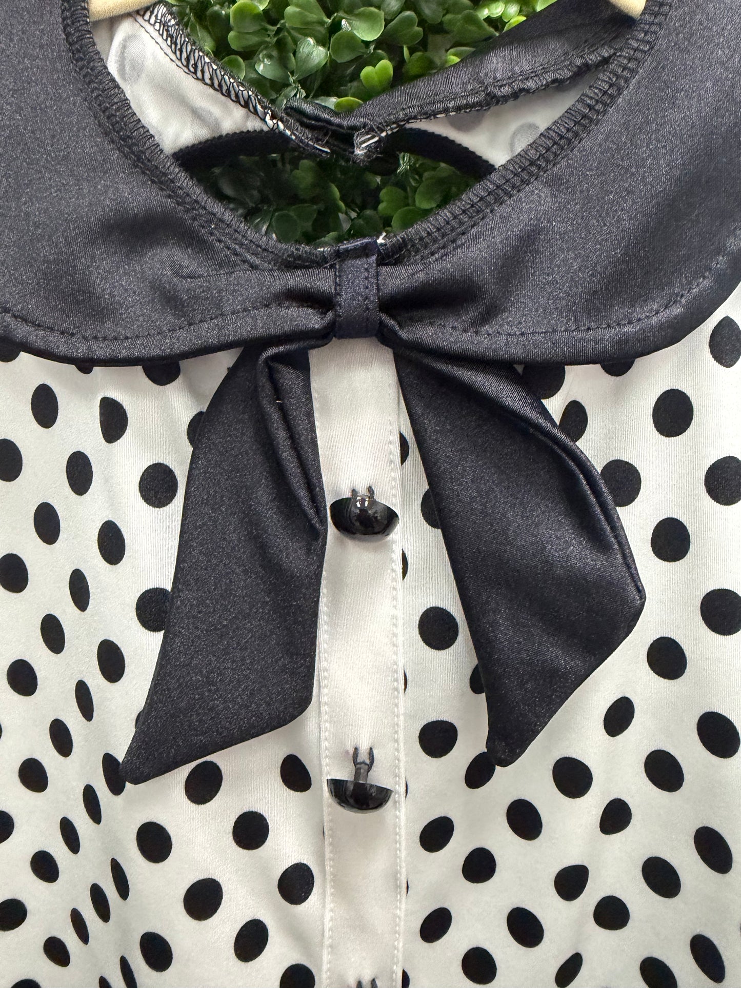 Child Medium White and Black Polkadot Dress