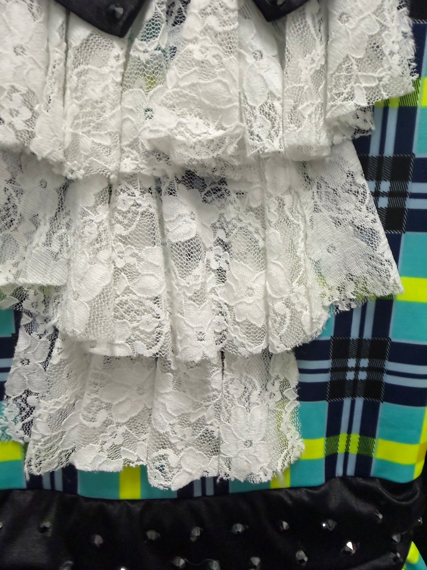 Child Medium Green Blue Plaid Dress Costume