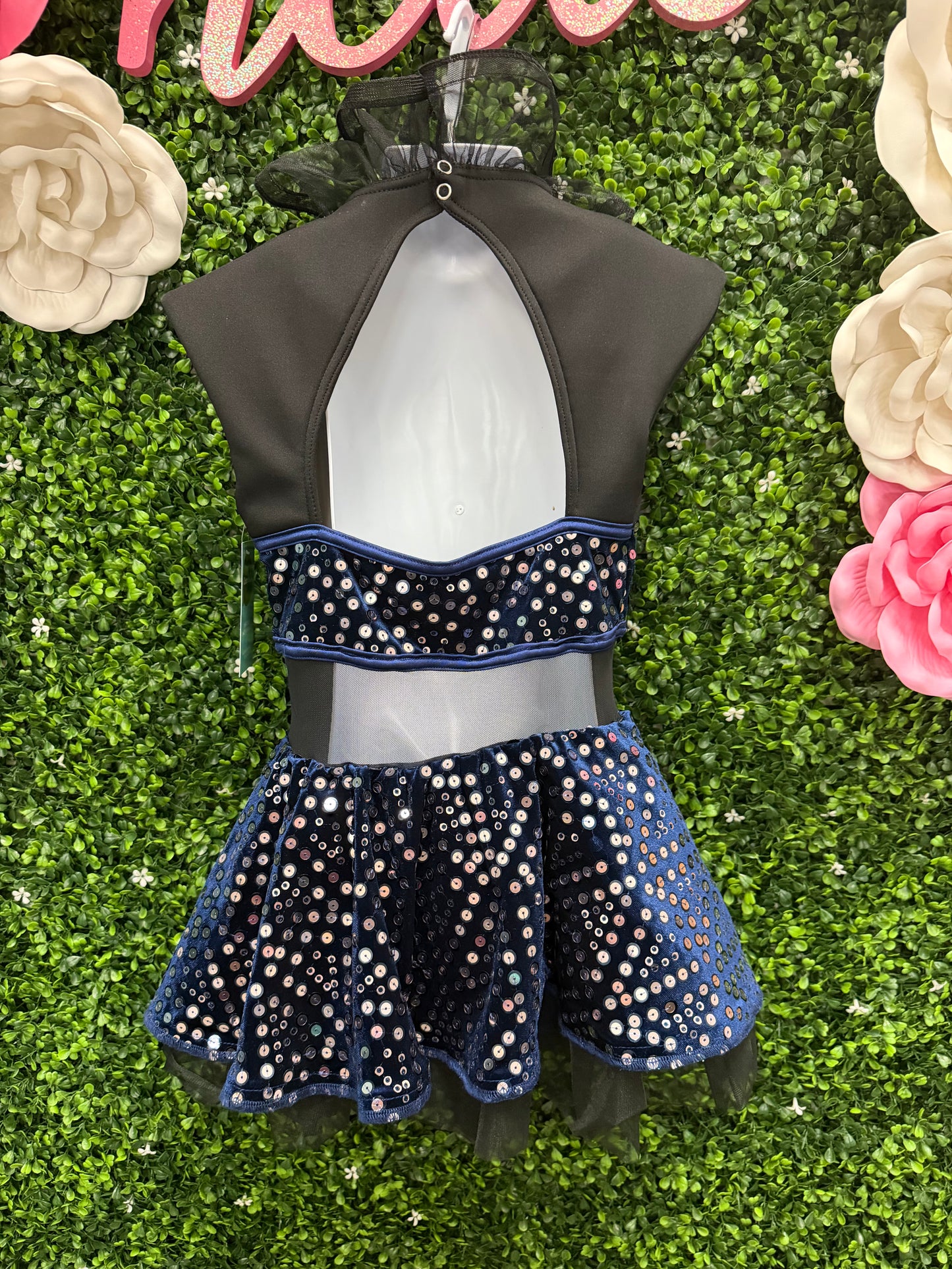 Child Medium Blue Black Sequin Costume
