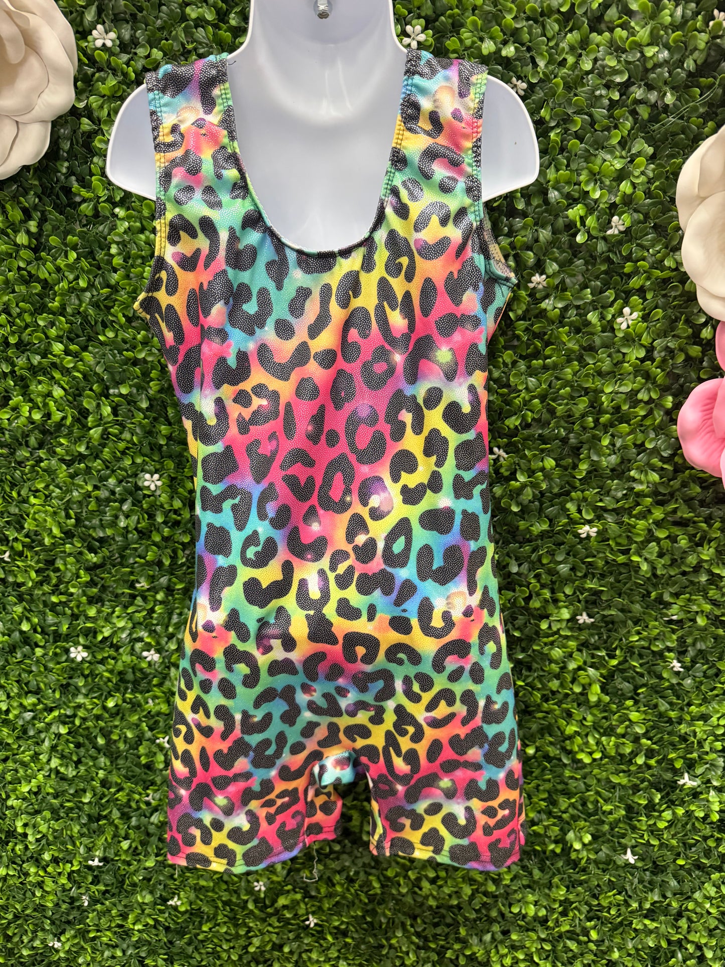 Child Medium Leopard Multicolor Biketard Costume