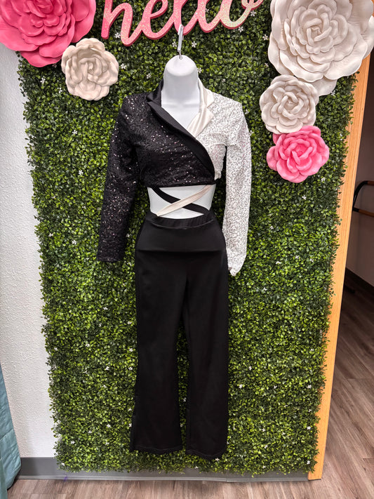 Child Medium Black White Pants Costume