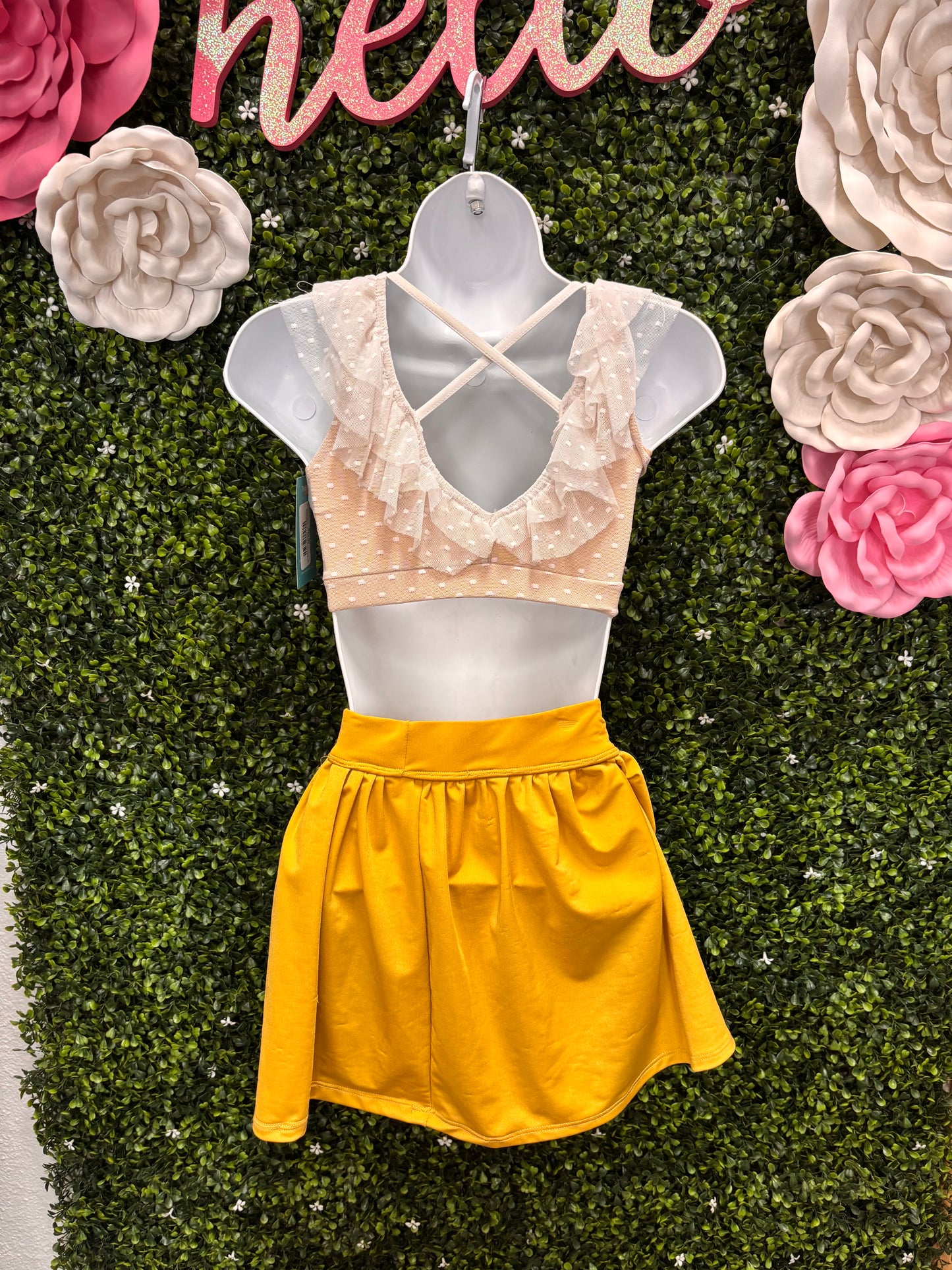 Child Medium Cream Top Yellow Skirt Costume