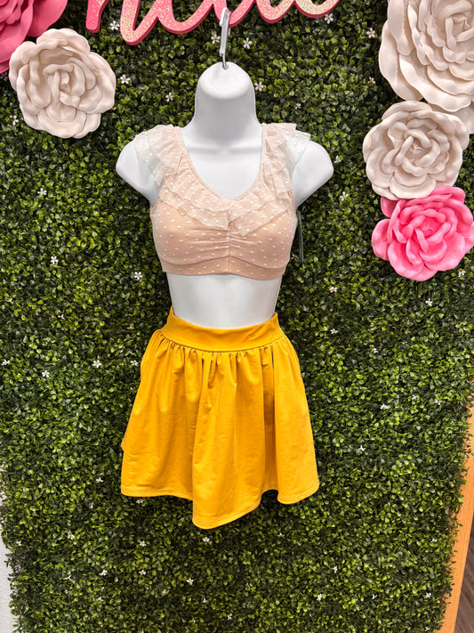 Child Medium Cream Top Yellow Skirt Costume