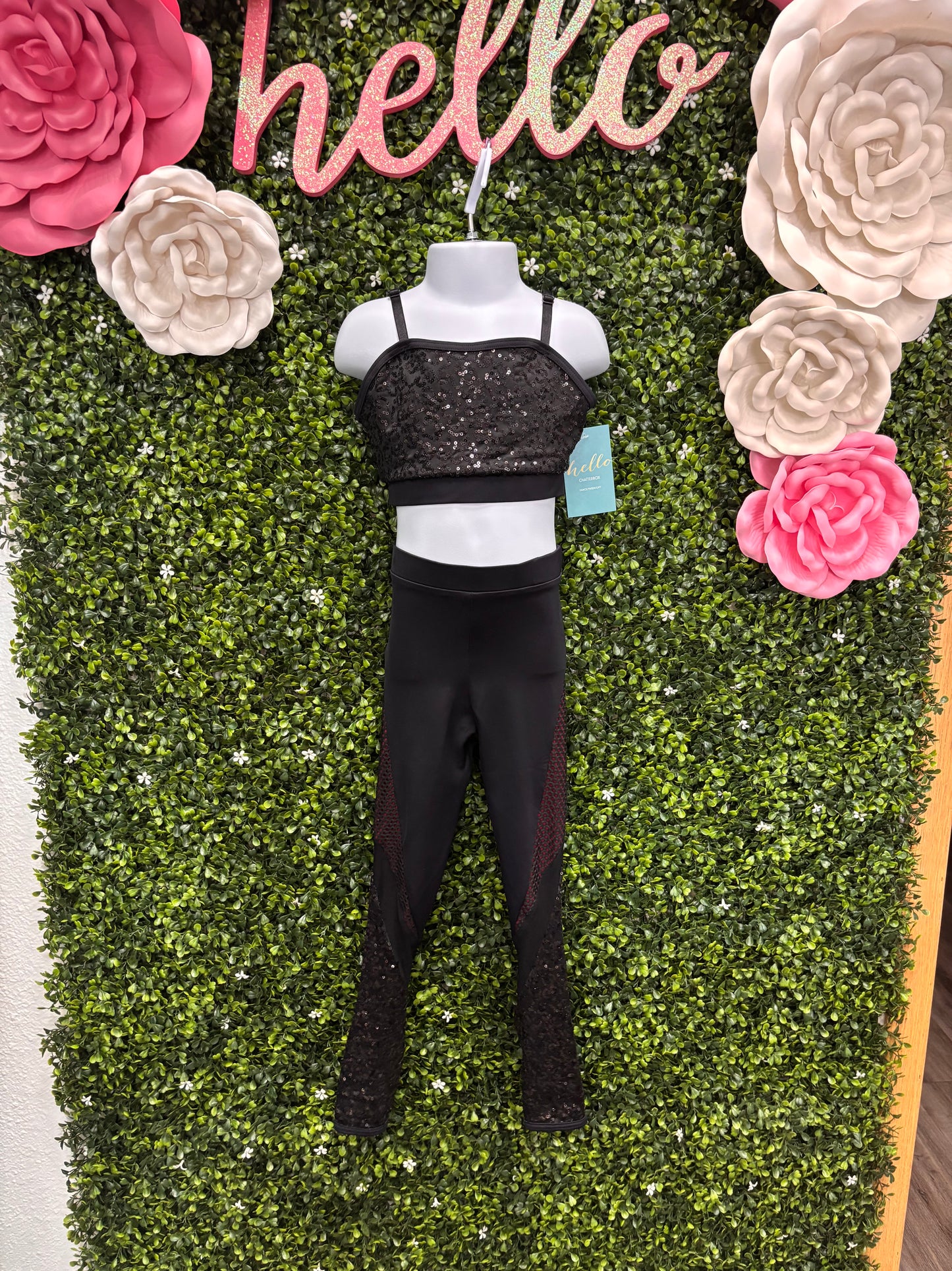 Child Small Black Crop Top Two Piece Costume