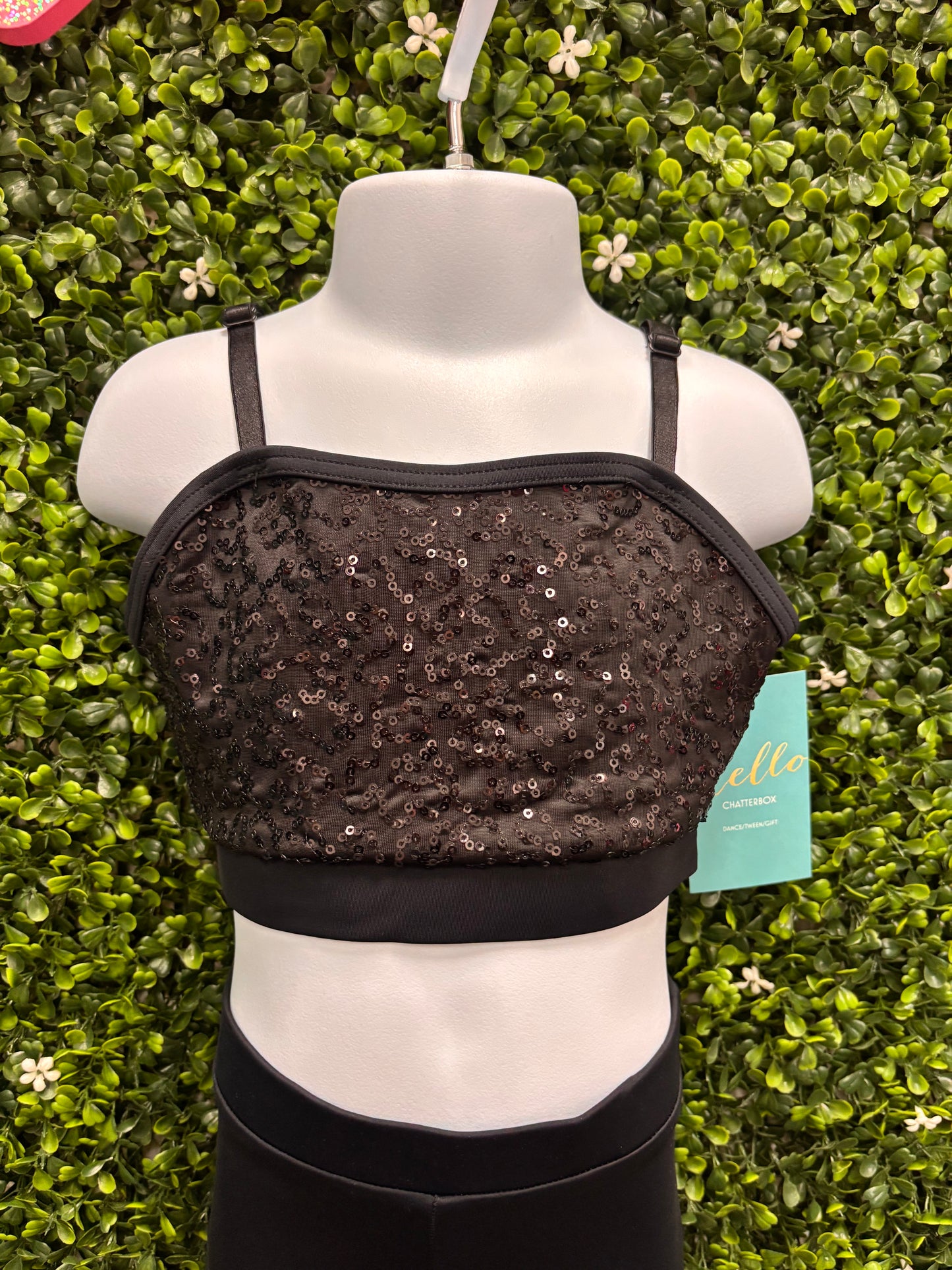 Child Small Black Crop Top Two Piece Costume