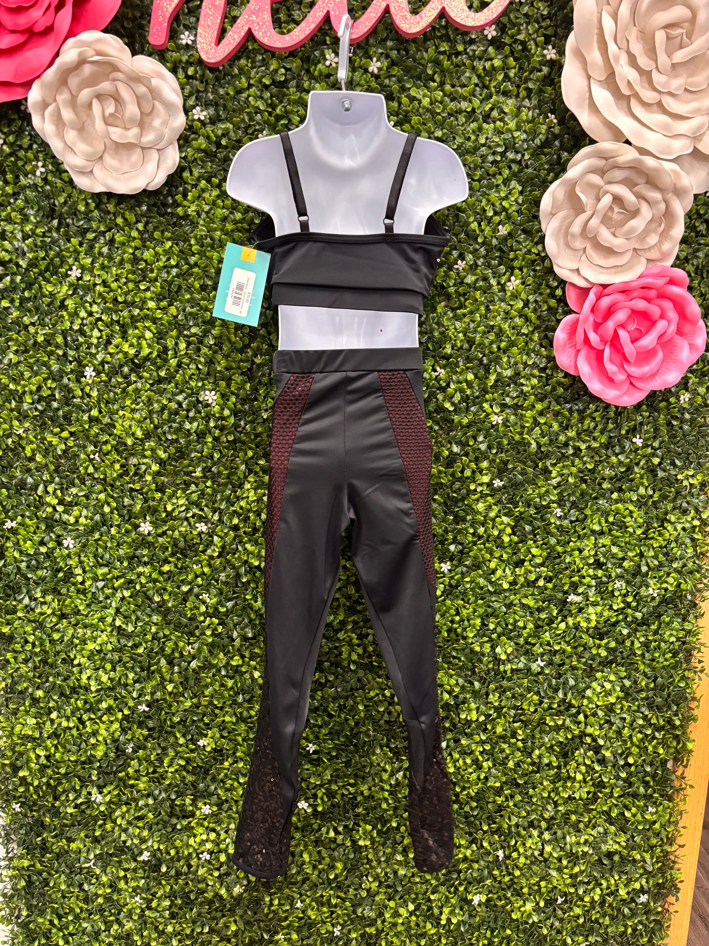 Child Small Black Crop Top Two Piece Costume