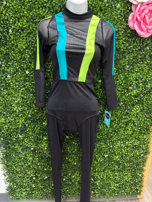 Adult Small Black Unitard with Neo Straps Costume