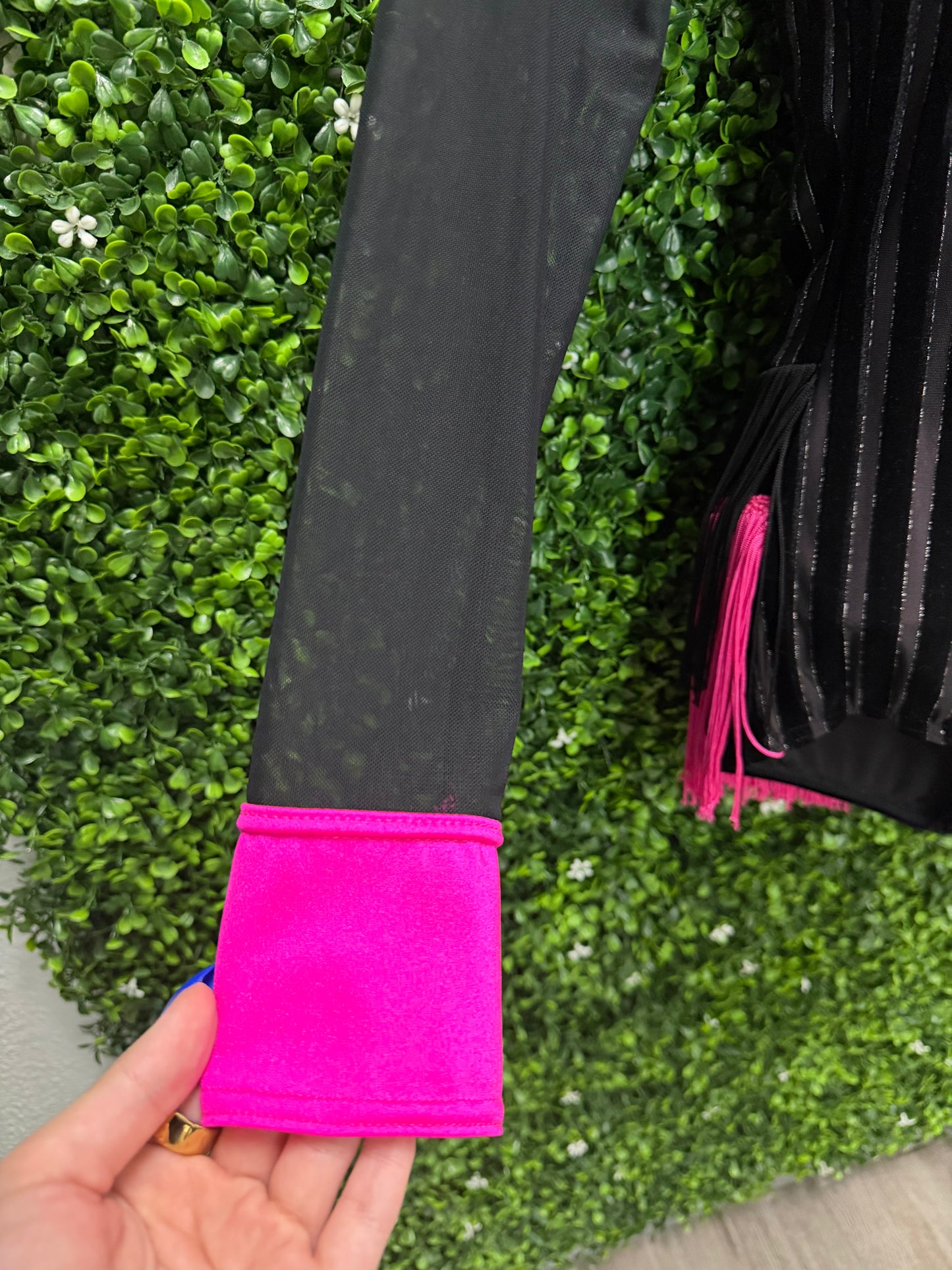 Adult Small Black and Pink Fringe Costume