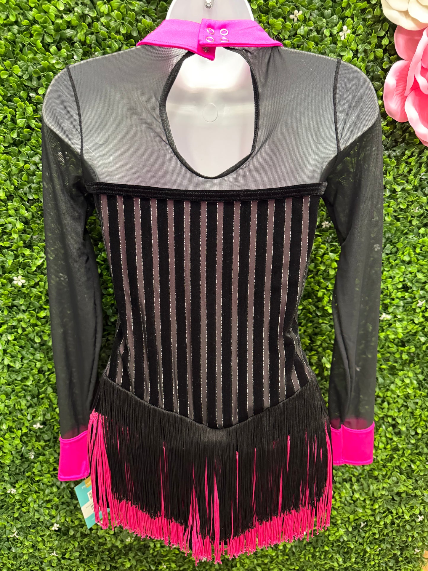 Adult Small Black and Pink Fringe Costume