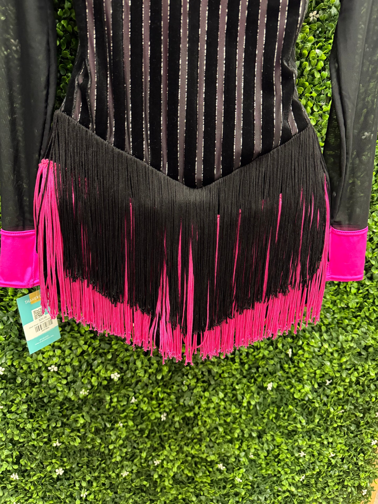 Adult Small Black and Pink Fringe Costume