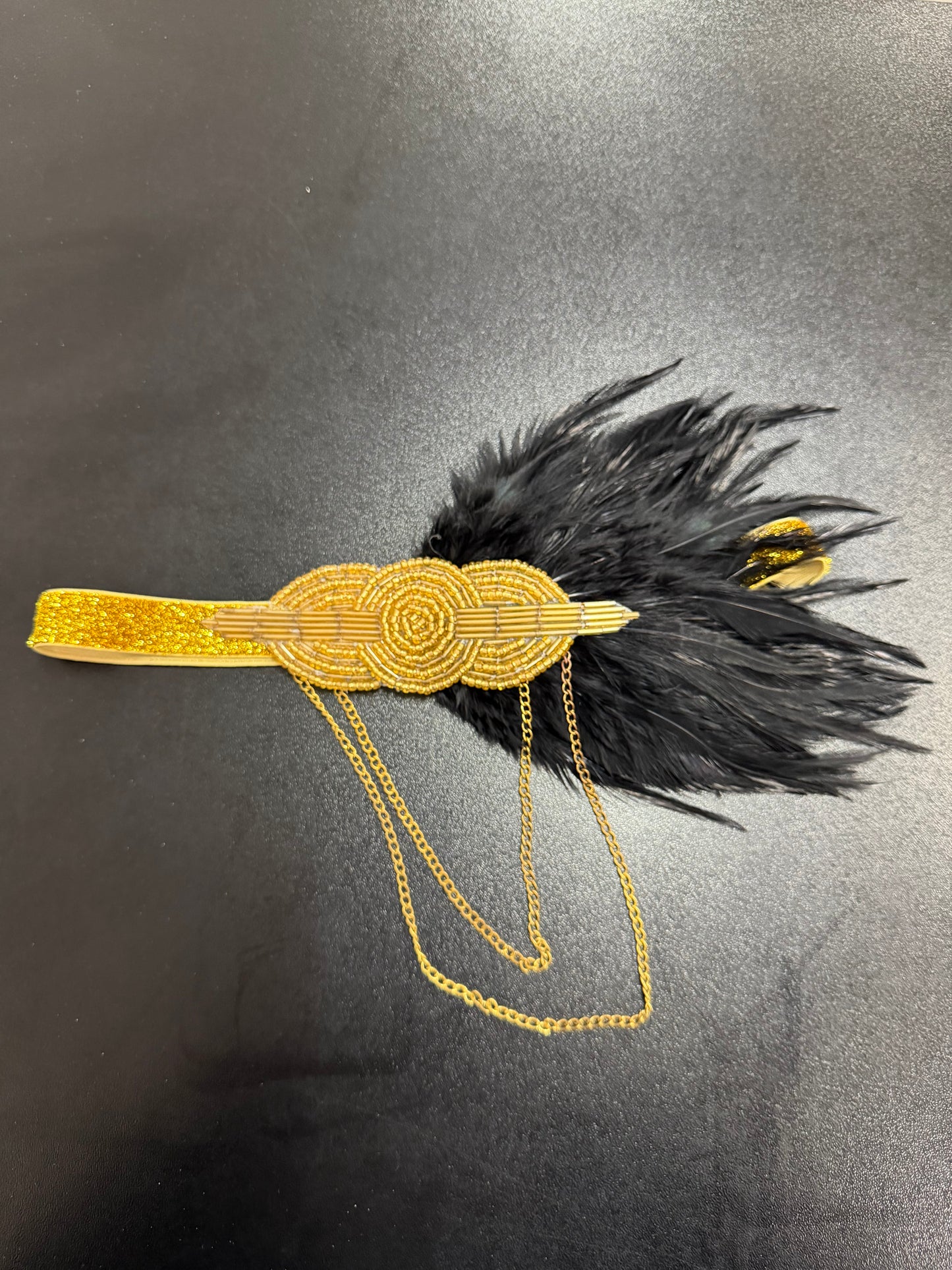 Adult Large Black and Gold Sequin Fringe Dress