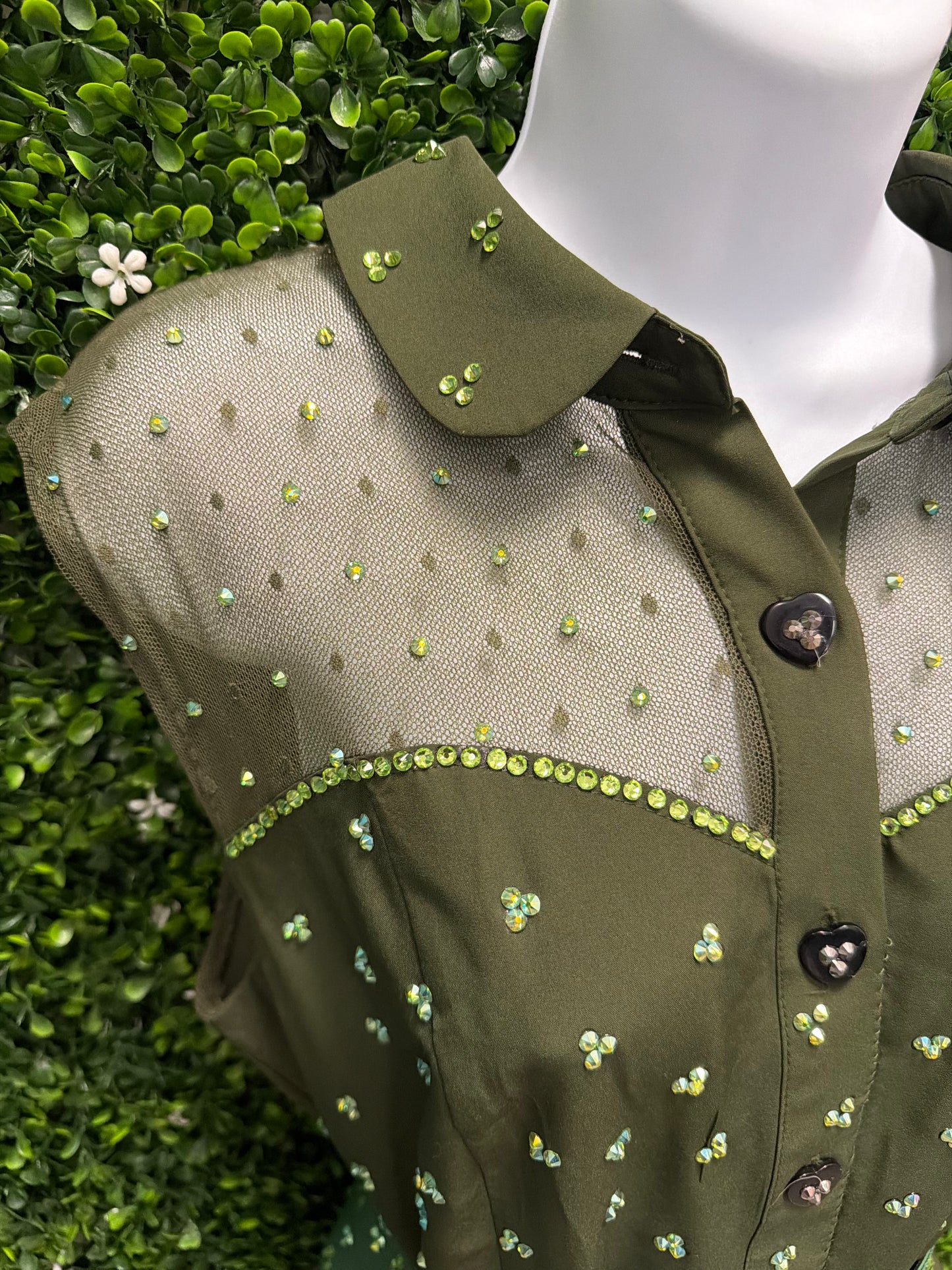 Adult Large Green Dress with Stones Costume