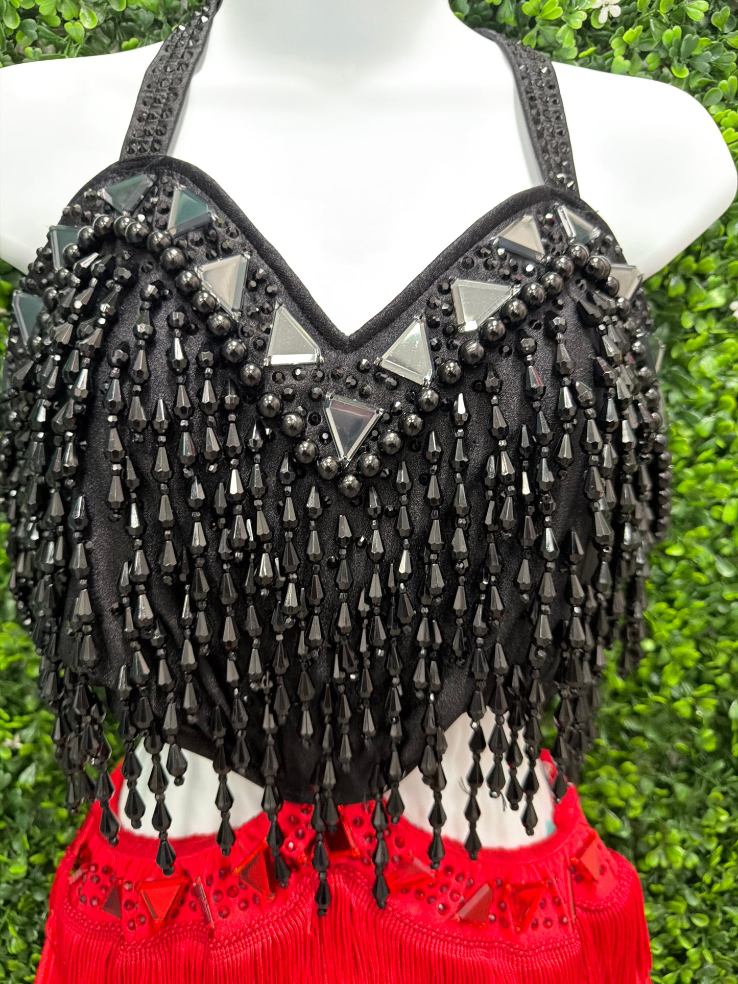 Adult Large Black and Red Fringe Costume