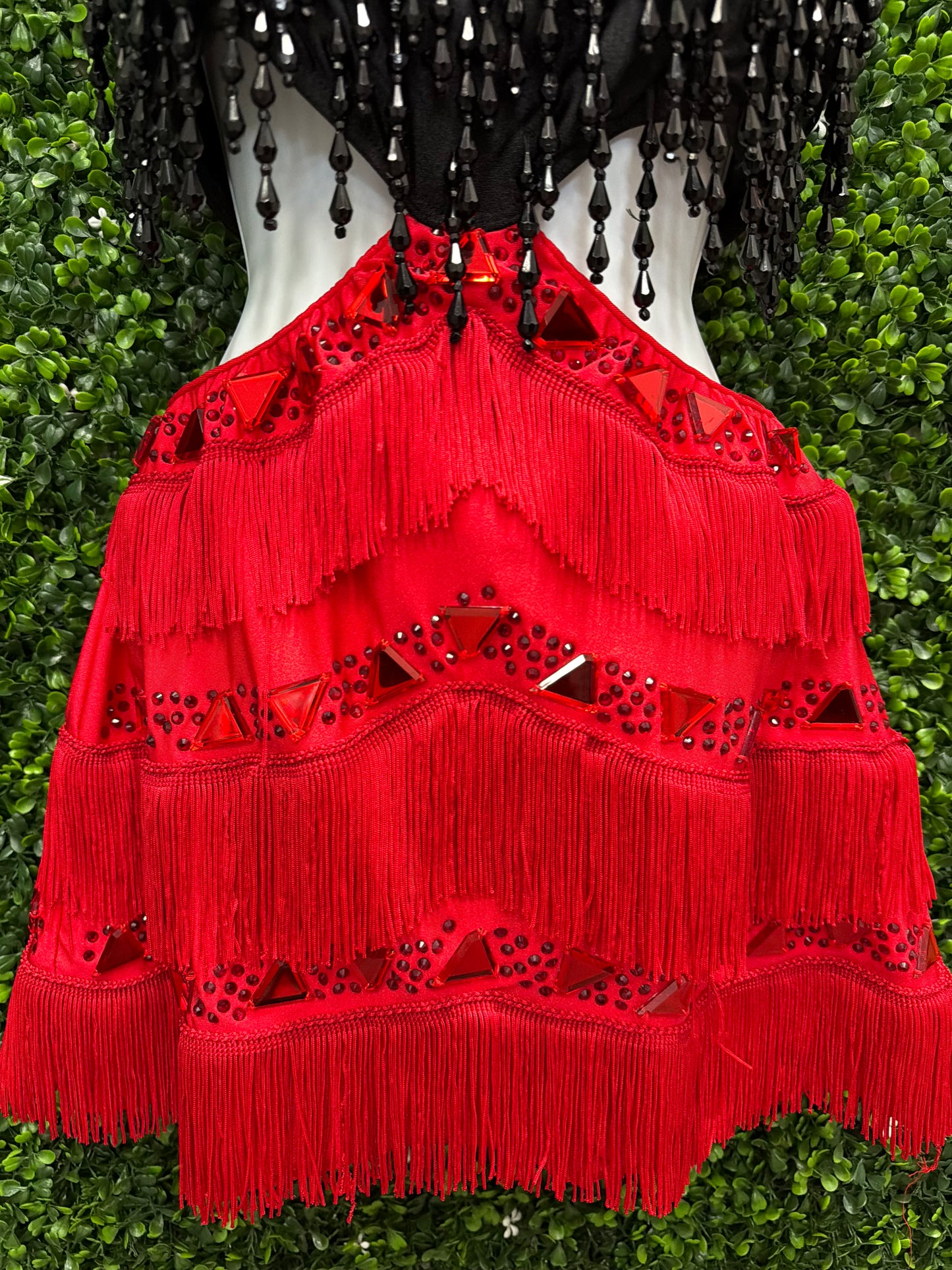 Adult Large Black and Red Fringe Costume