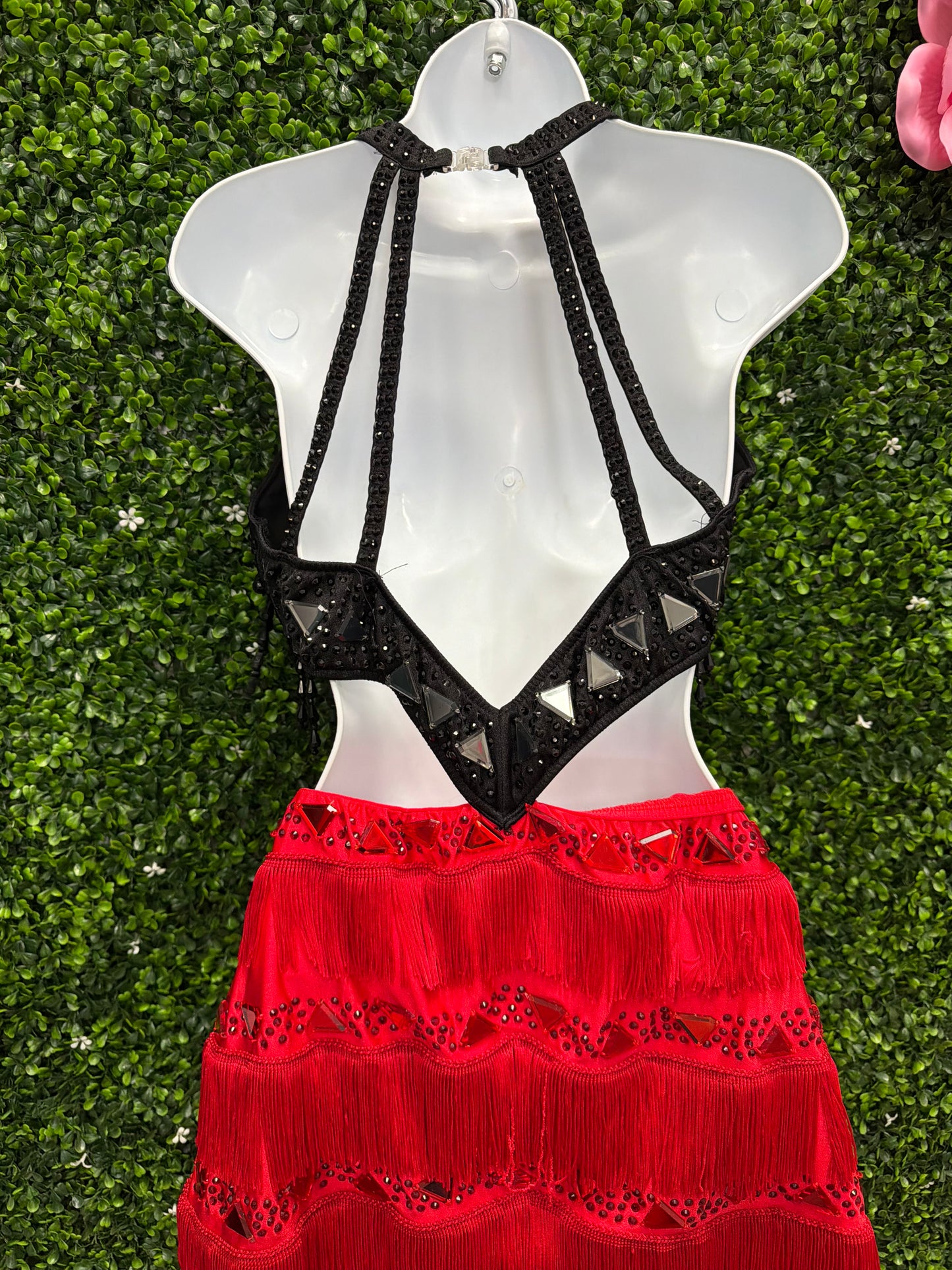Adult Large Black and Red Fringe Costume
