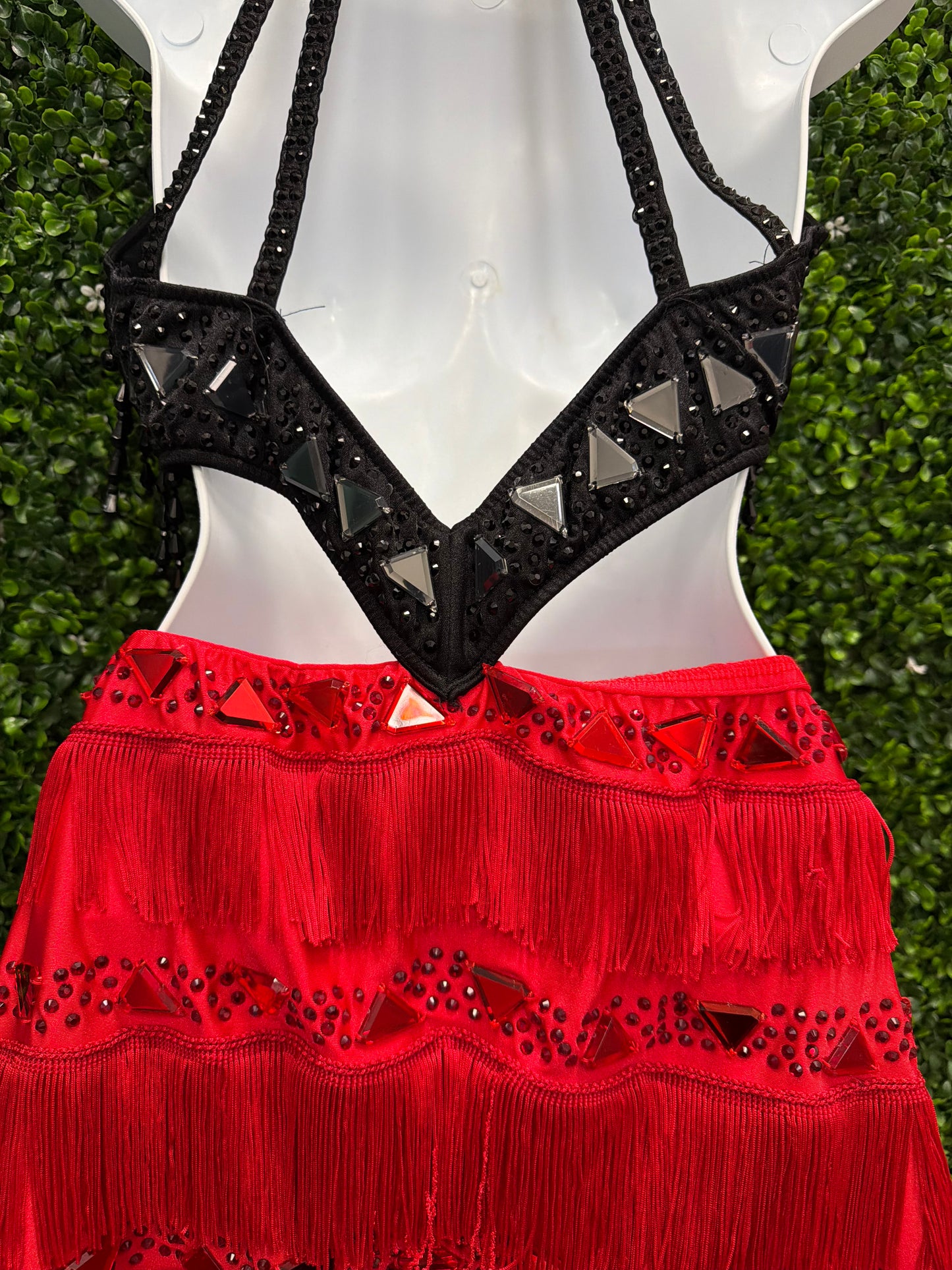Adult Large Black and Red Fringe Costume