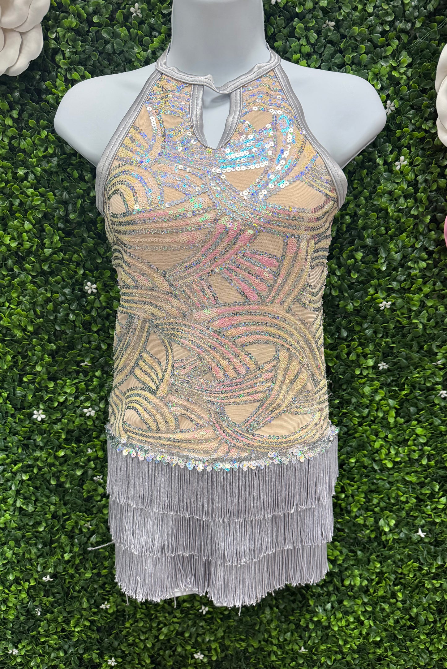 Child Large Silver Sequin Fringe Costume