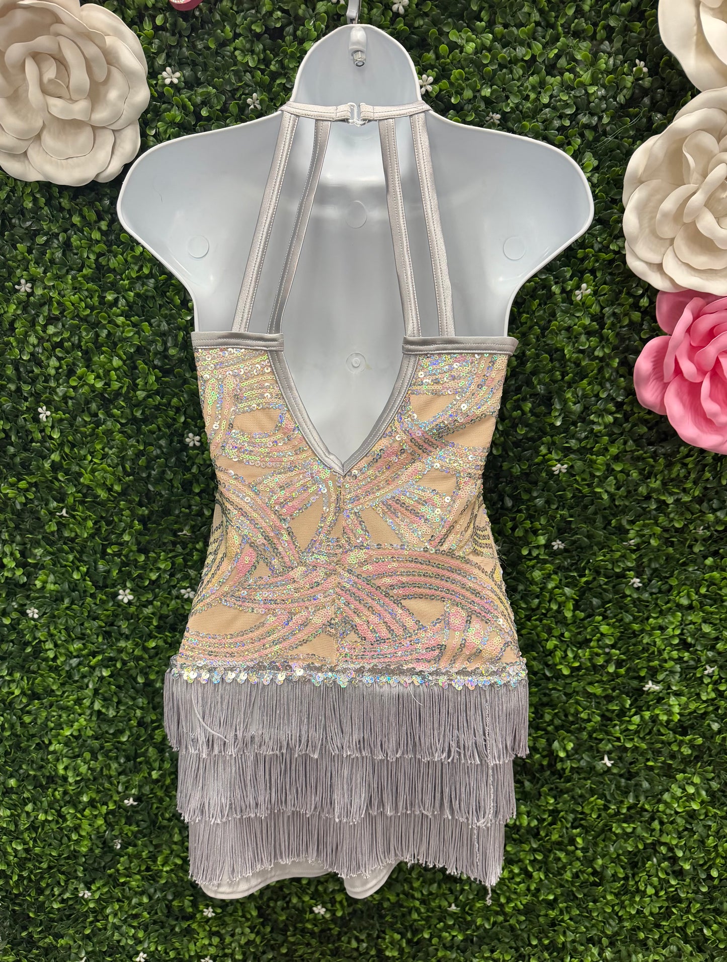 Child Large Silver Sequin Fringe Costume