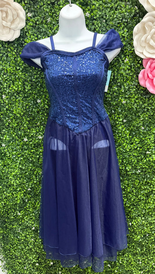 Child Large Blue Sequin Ballet Dress
