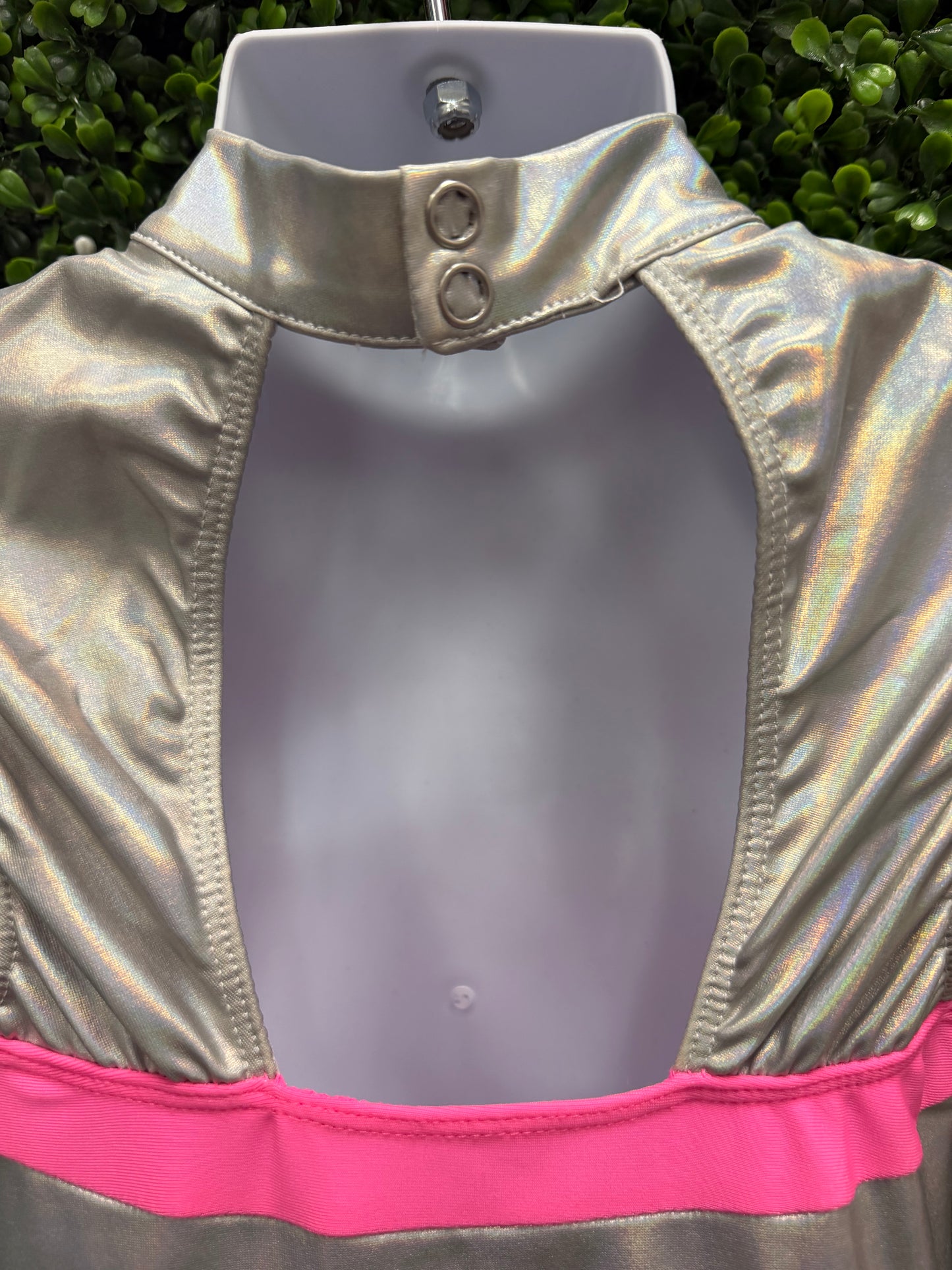 Child Medium Silver and Pink Metallic Dance Dress