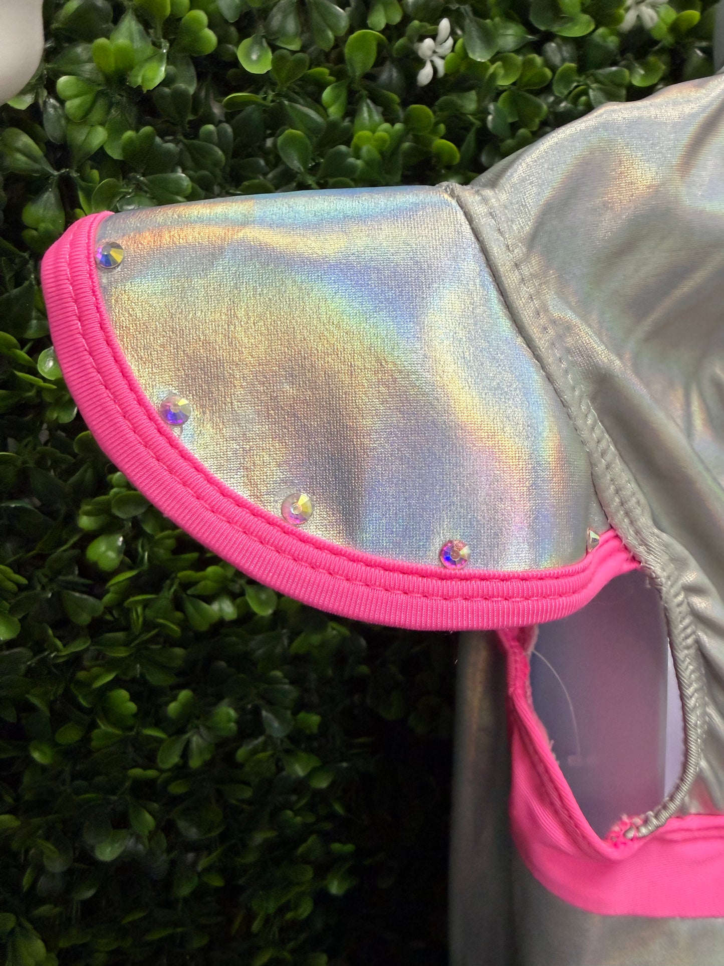 Child Medium Silver and Pink Metallic Dance Dress
