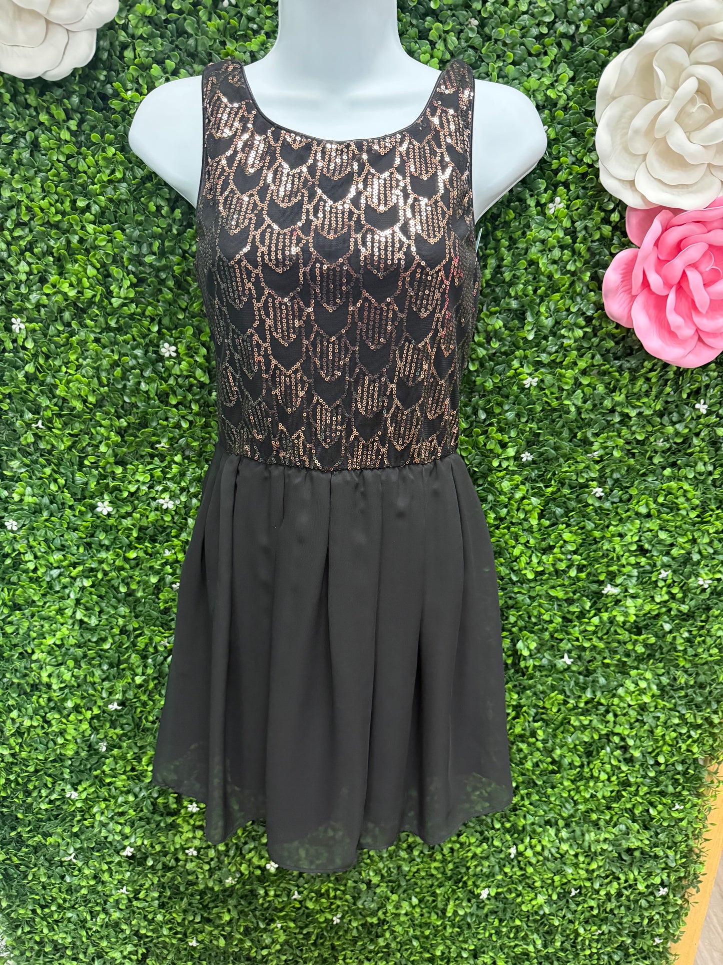 Adult X-Small Black with Gold Sequin Dress